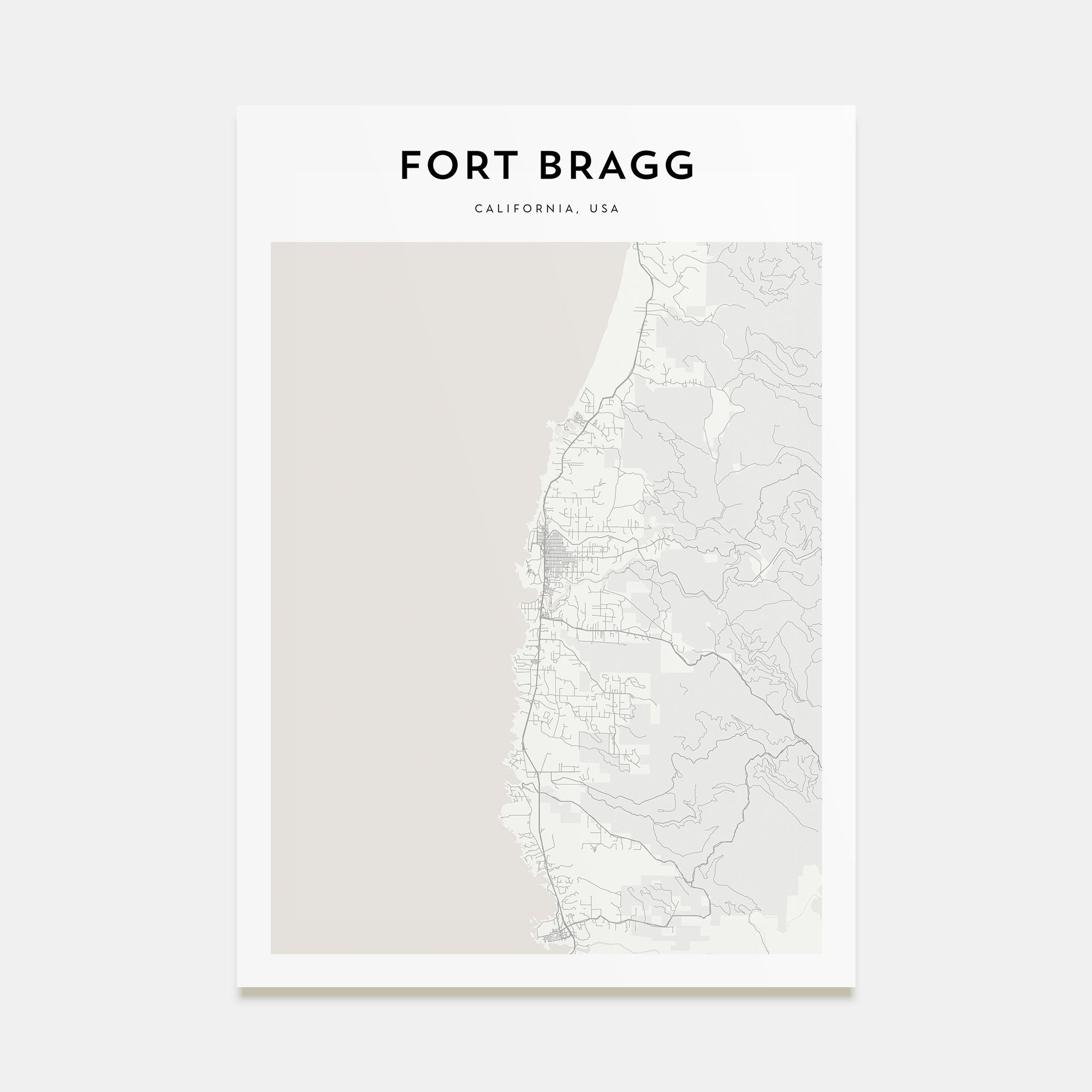 Fort Bragg Map Portrait Poster