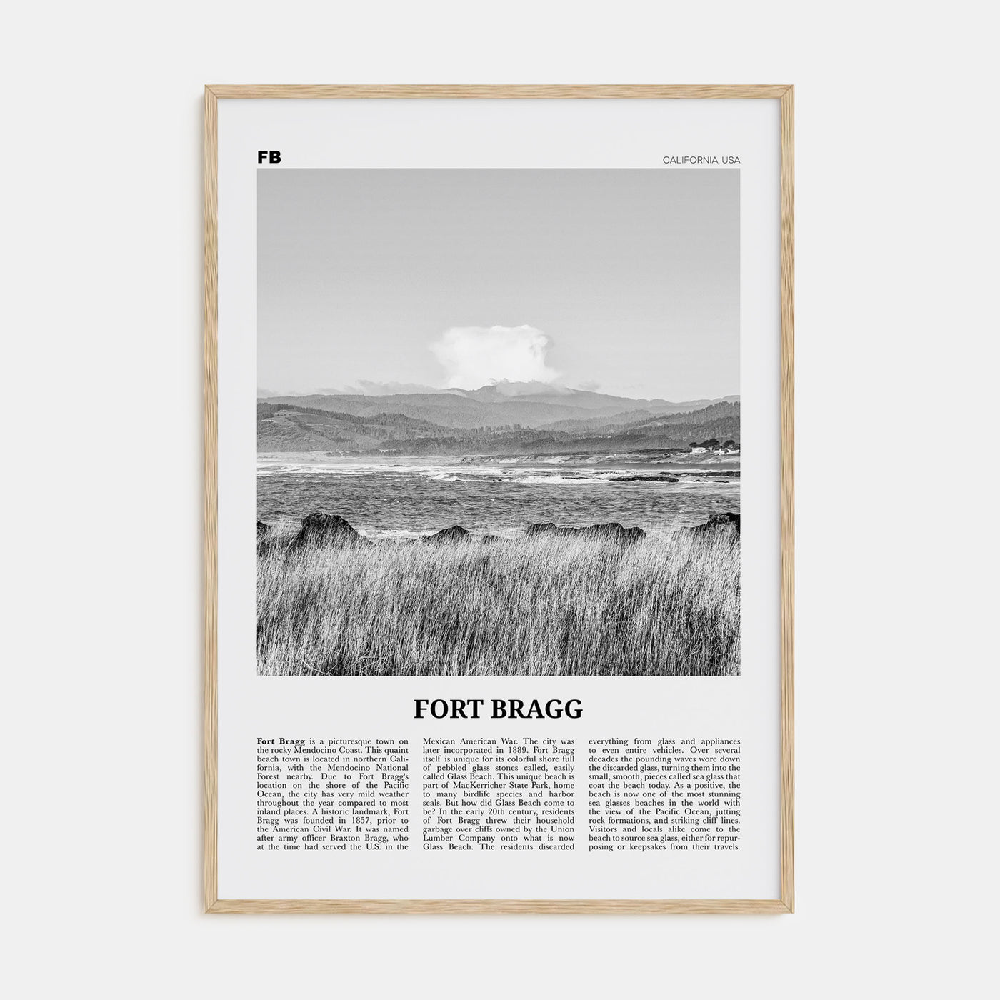Fort Bragg Travel B&W Poster