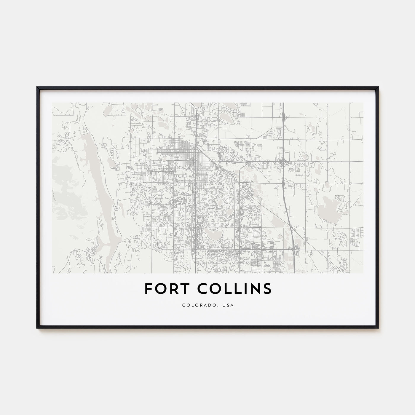 Fort Collins Map Landscape Poster