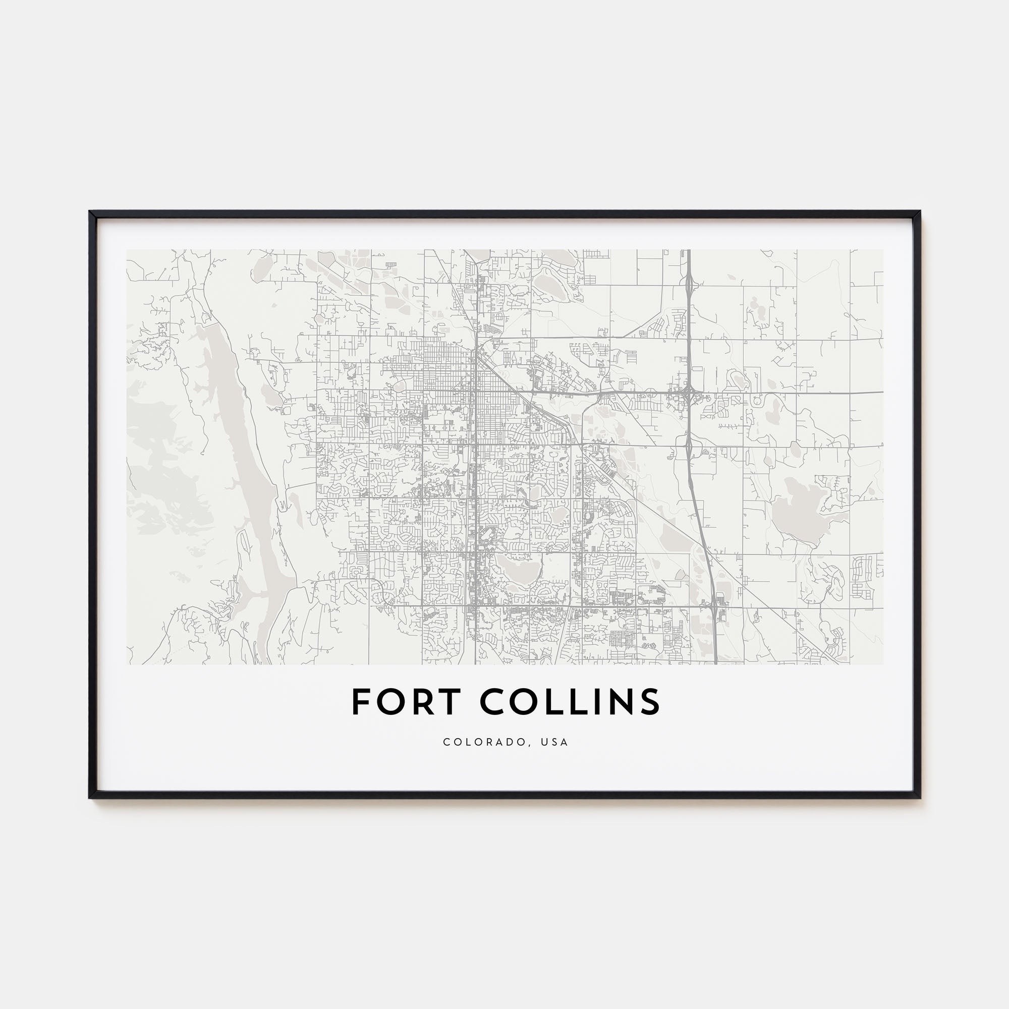 Fort Collins Map Landscape Poster