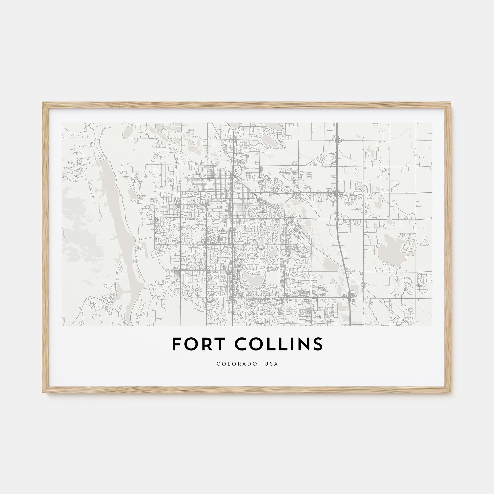 Fort Collins Map Landscape Poster