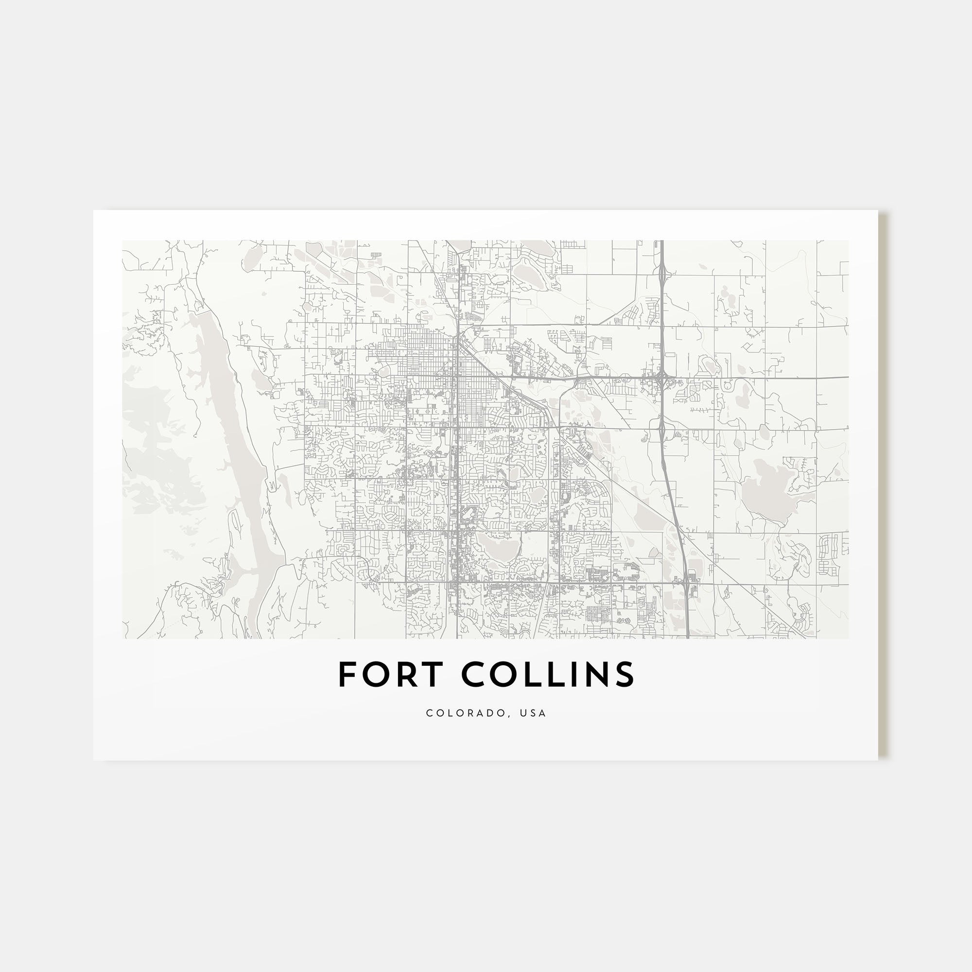 Fort Collins Map Landscape Poster