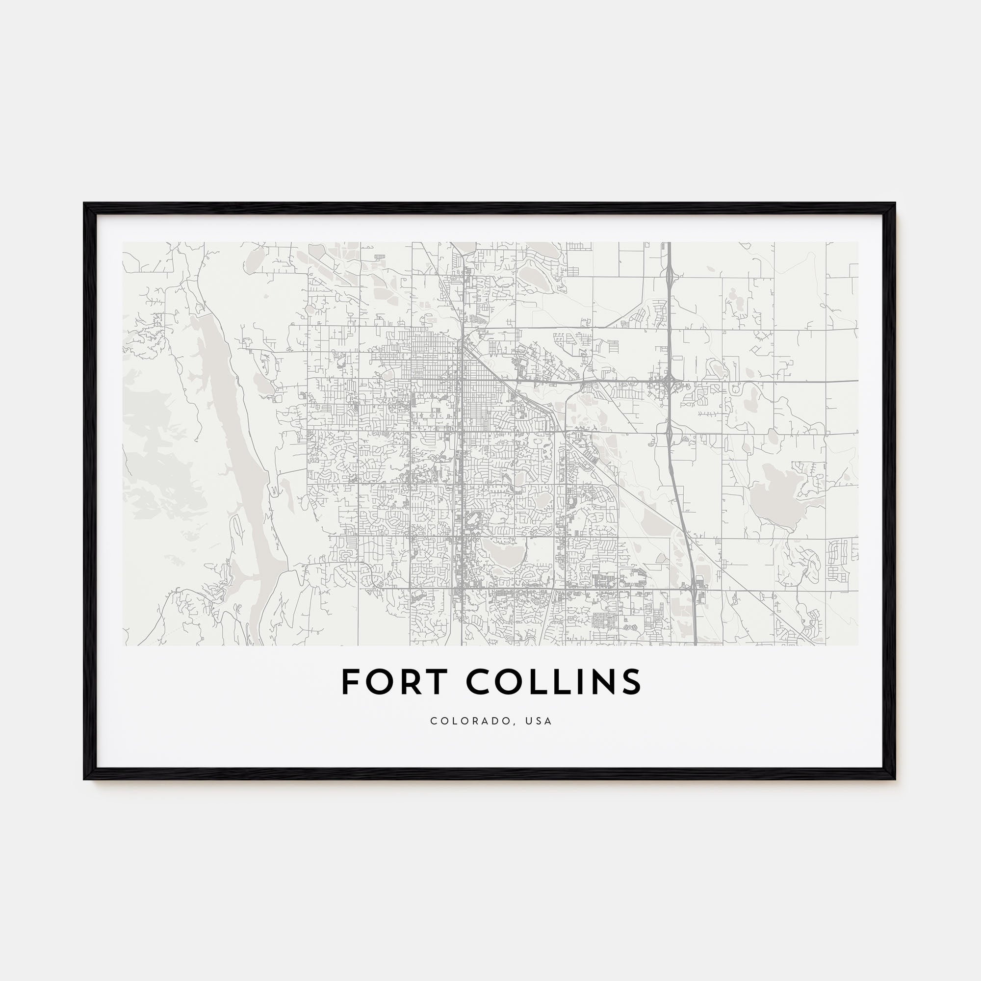 Fort Collins Map Landscape Poster