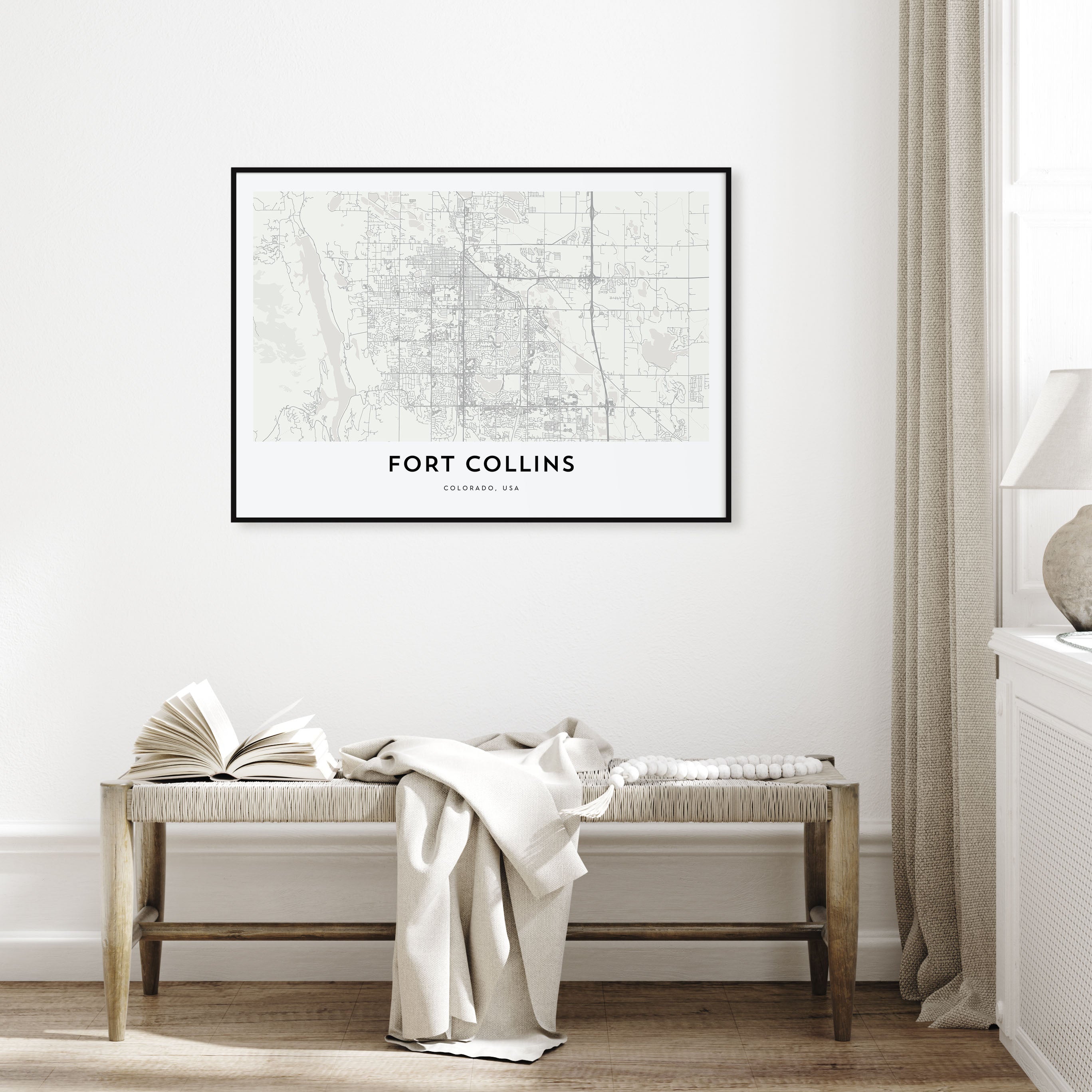 Fort Collins Map Landscape Poster