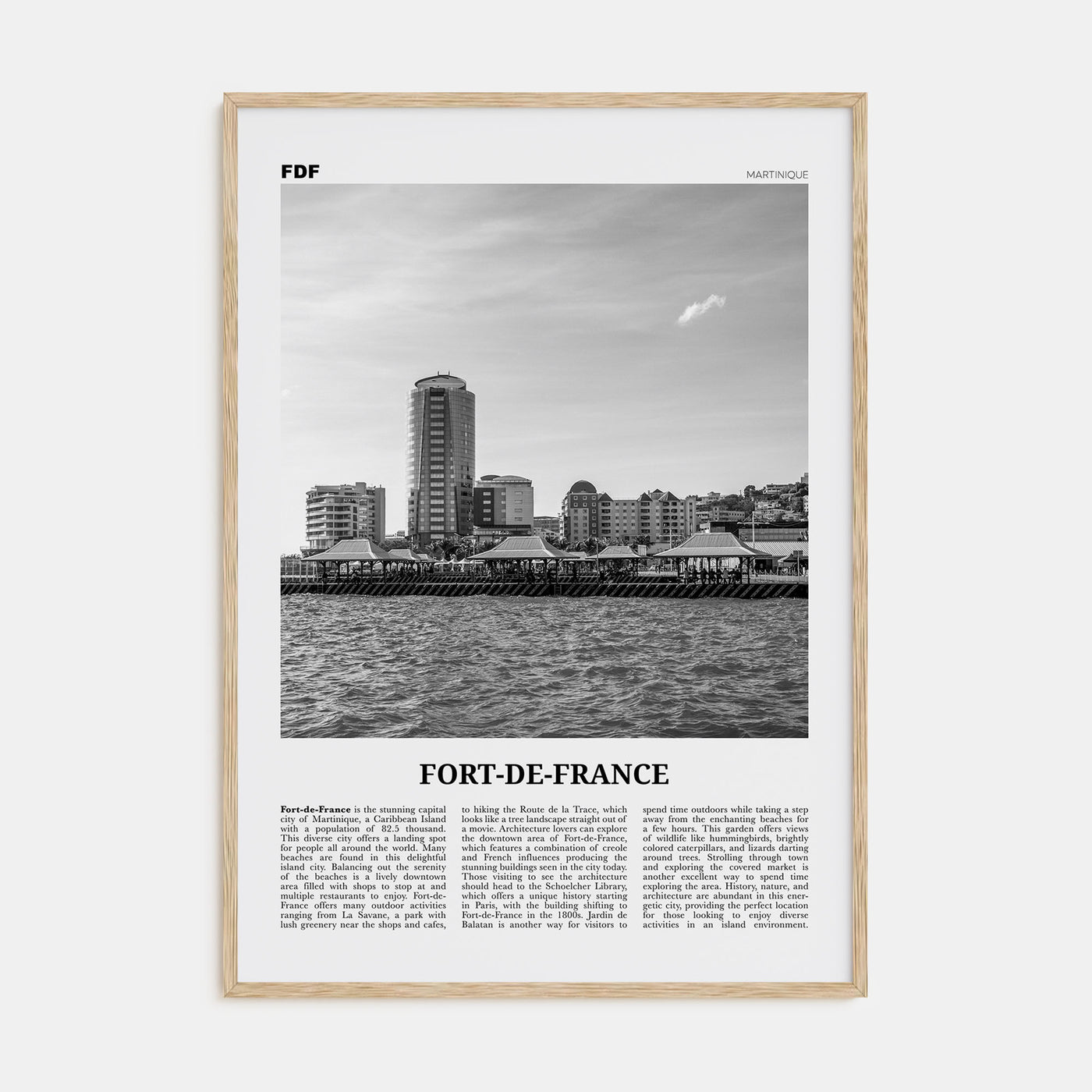 Fort-de-France Travel B&W Poster