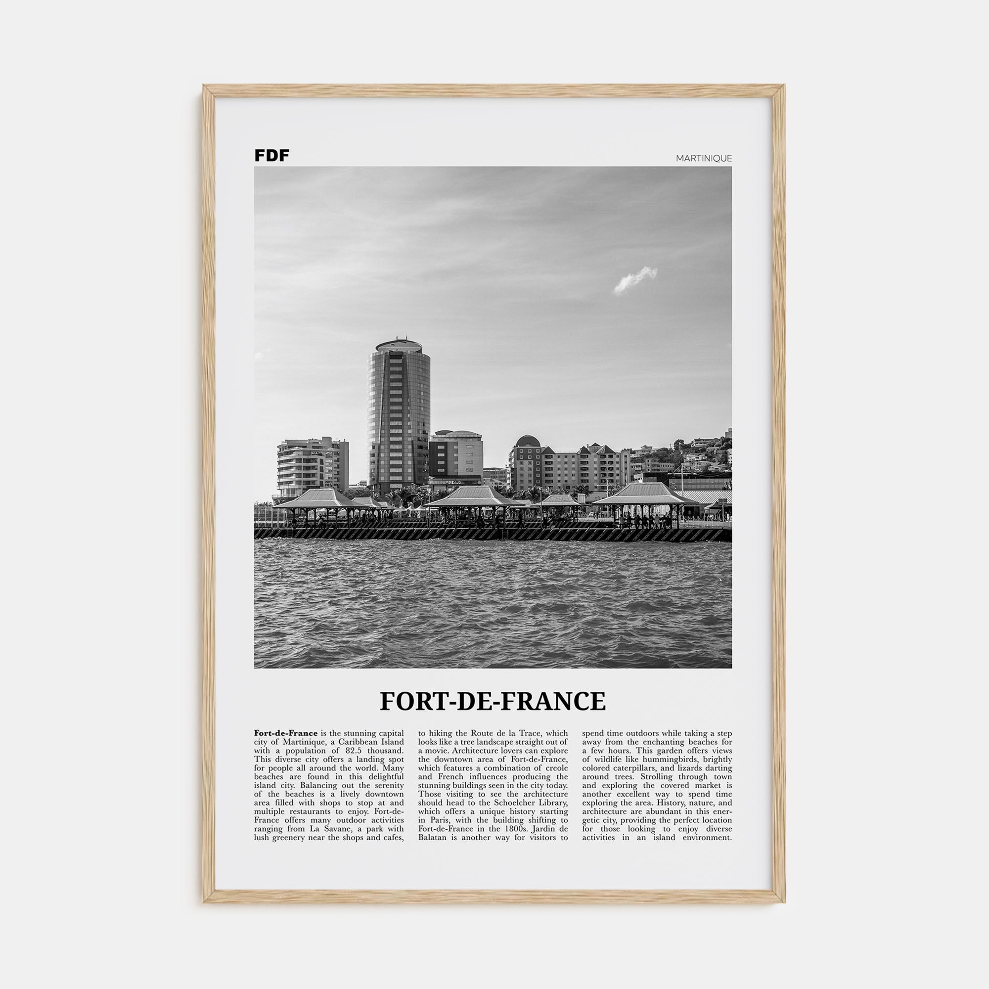 Fort-de-France Travel B&W Poster