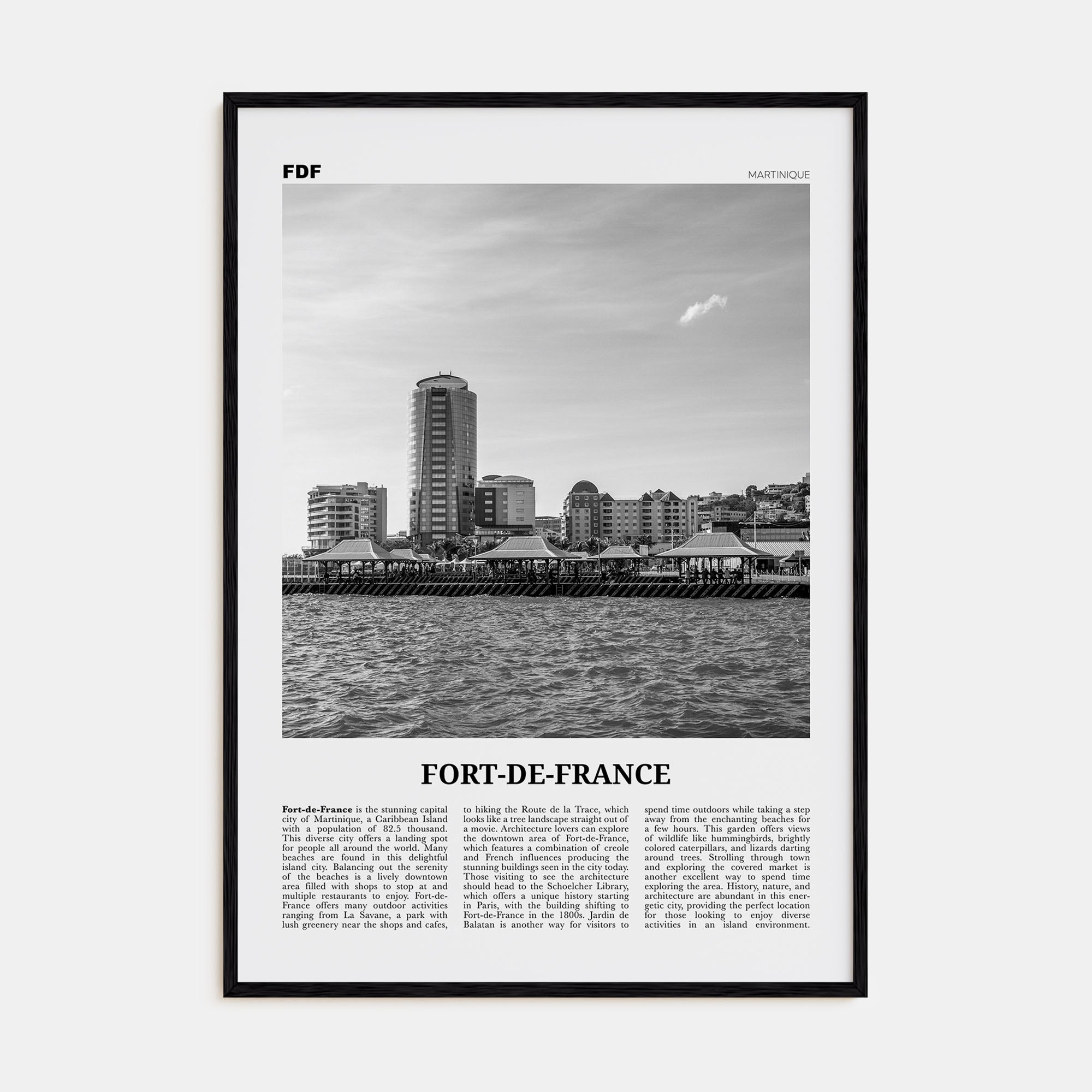 Fort-de-France Travel B&W Poster