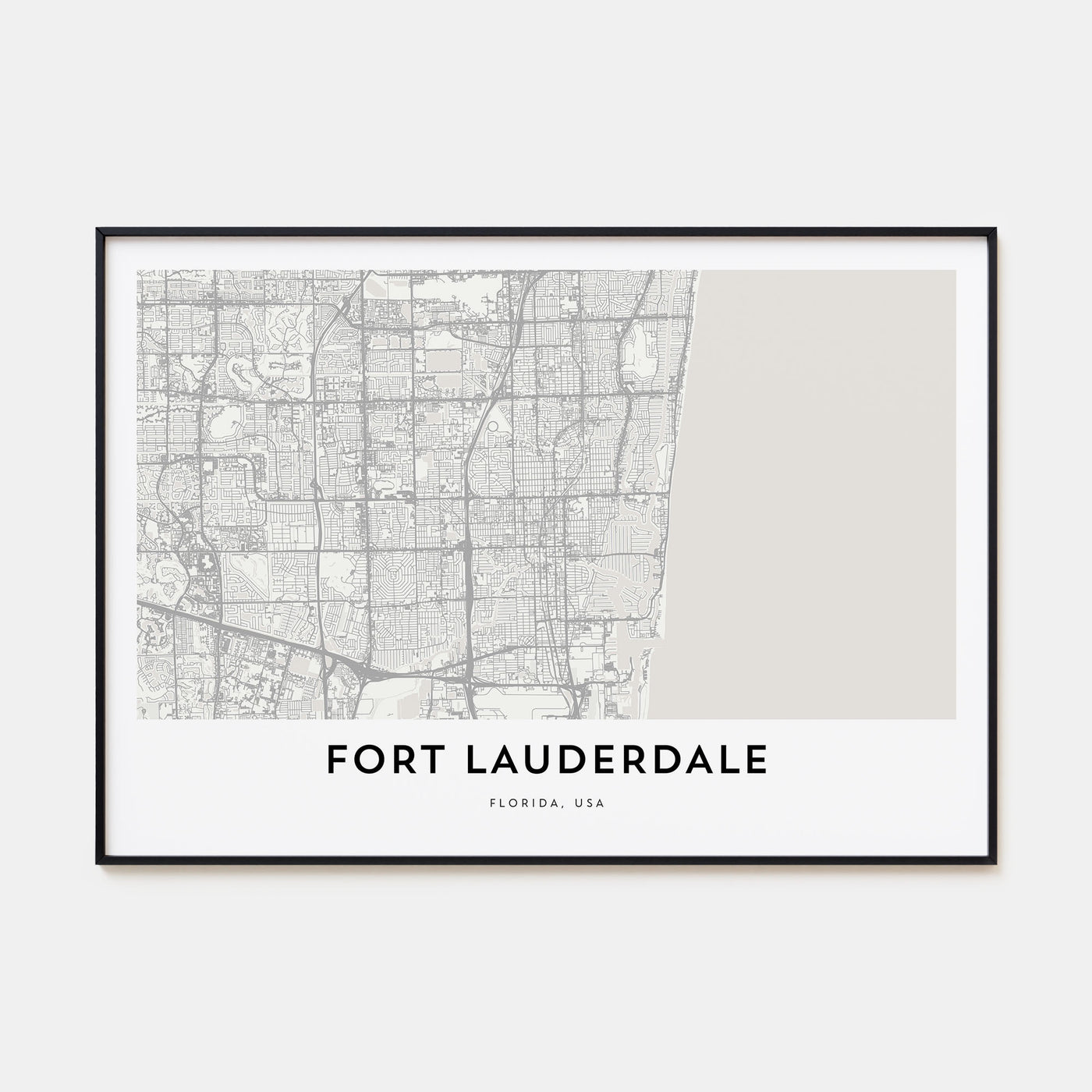 Fort Lauderdale Map Landscape Poster