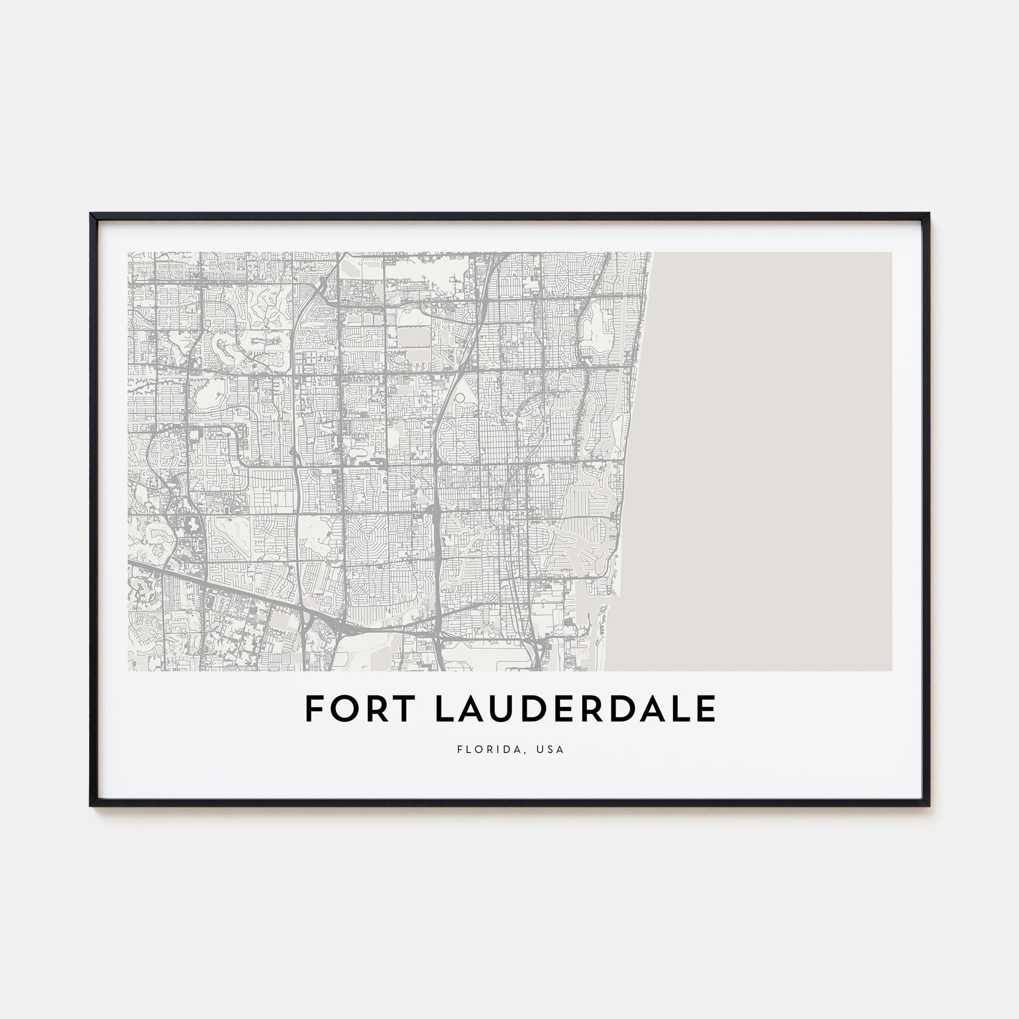 Fort Lauderdale Map Landscape Poster