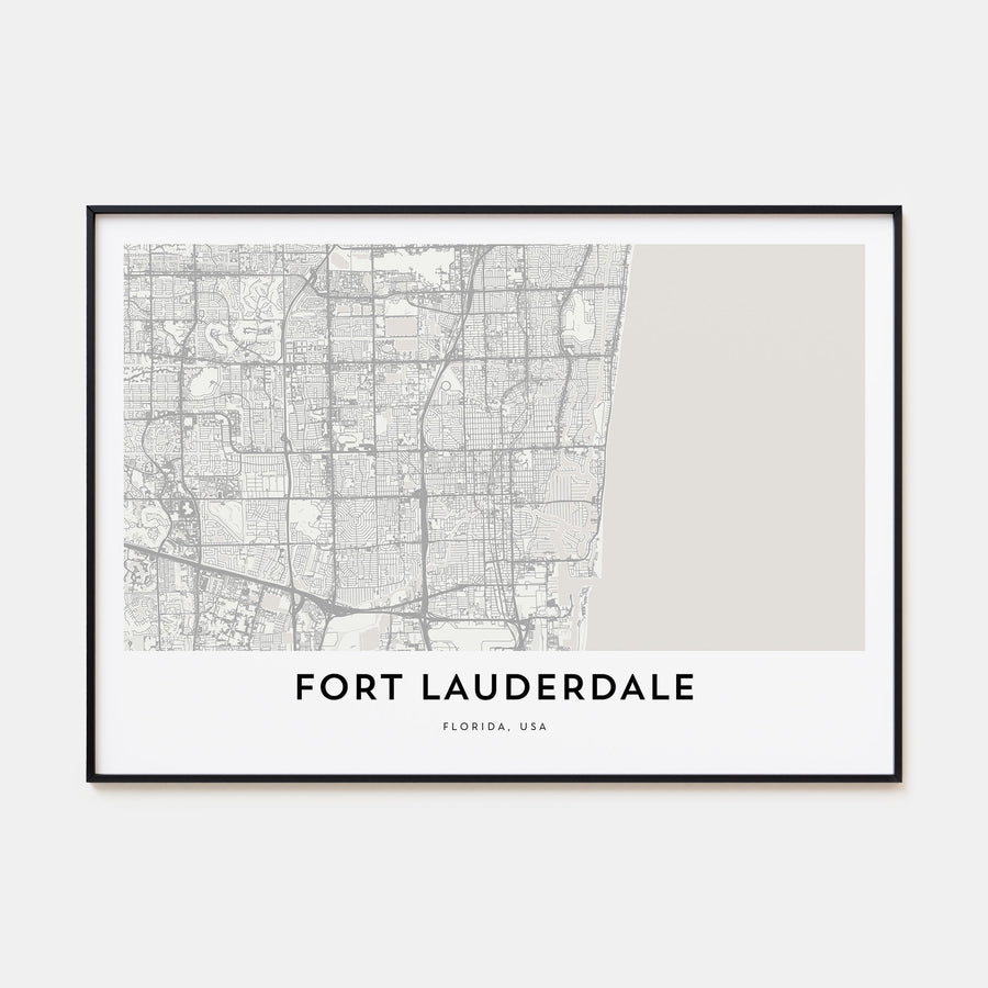 Fort Lauderdale Map Landscape Poster