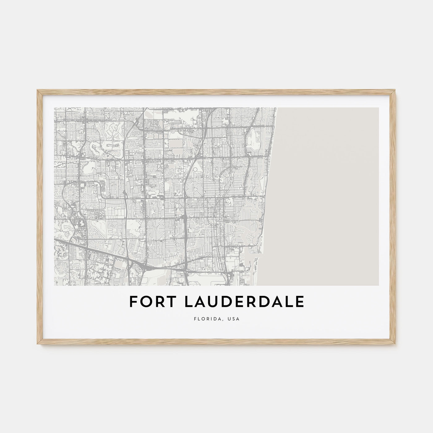 Fort Lauderdale Map Landscape Poster