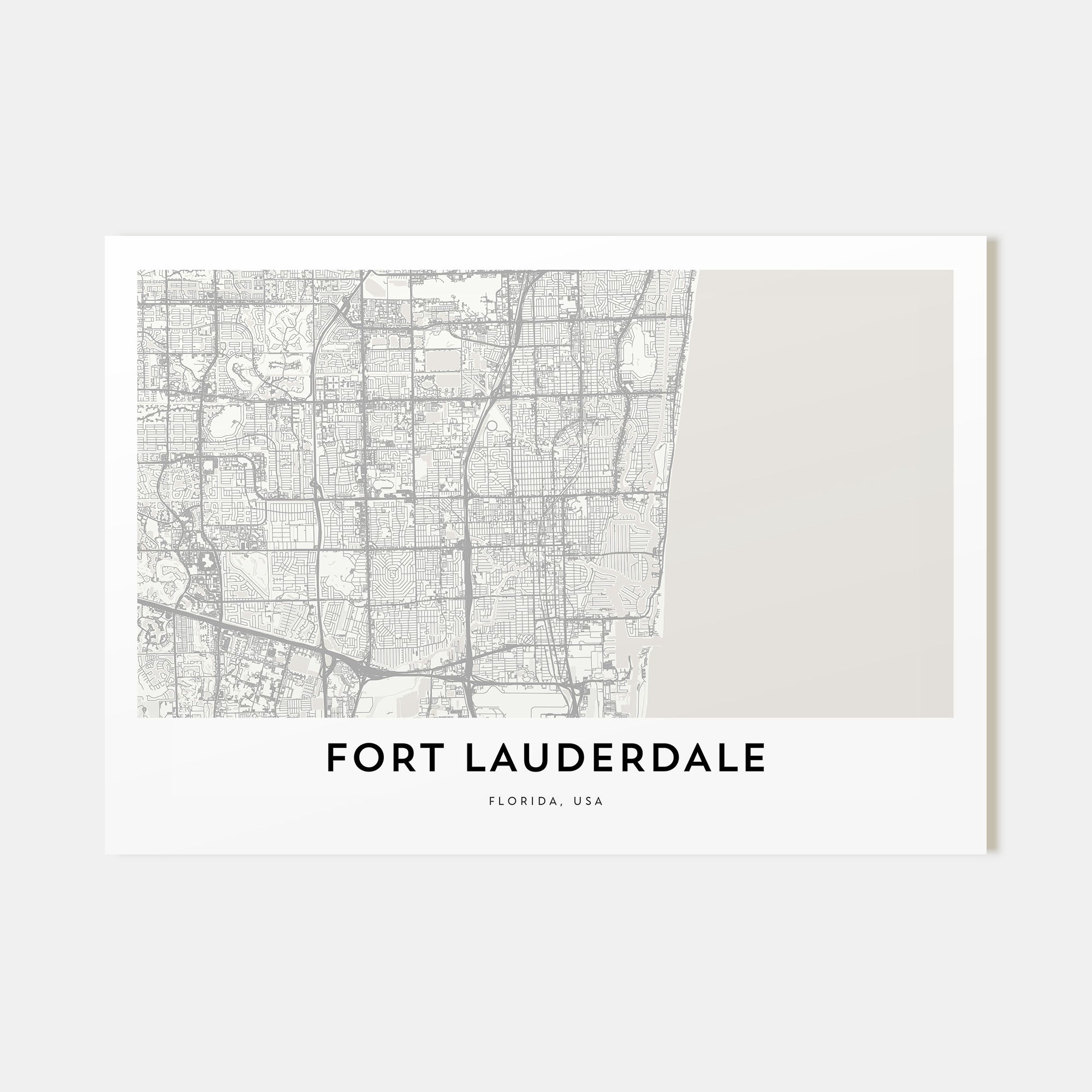 Fort Lauderdale Map Landscape Poster