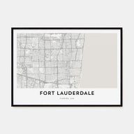 Fort Lauderdale Map Landscape Poster