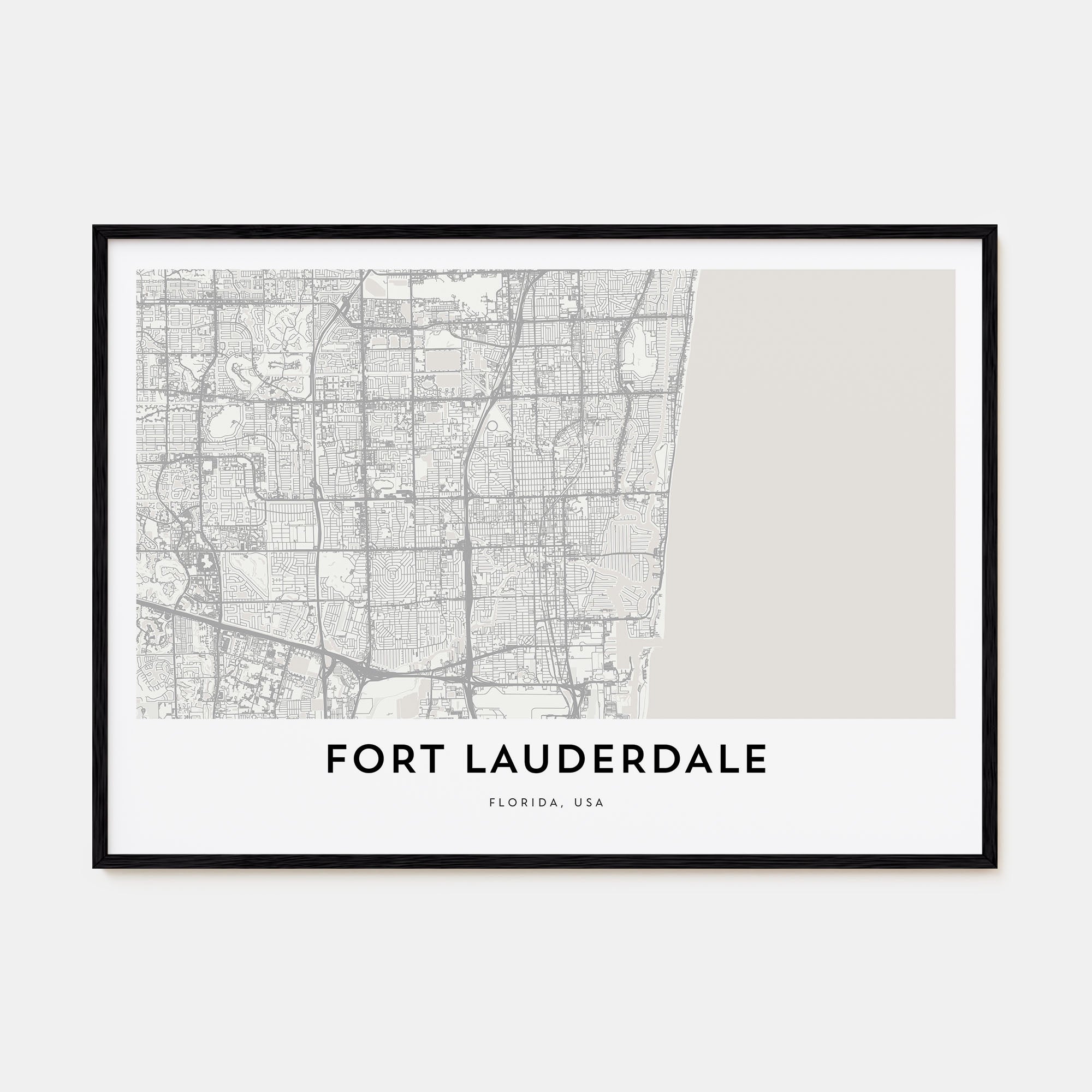Fort Lauderdale Map Landscape Poster