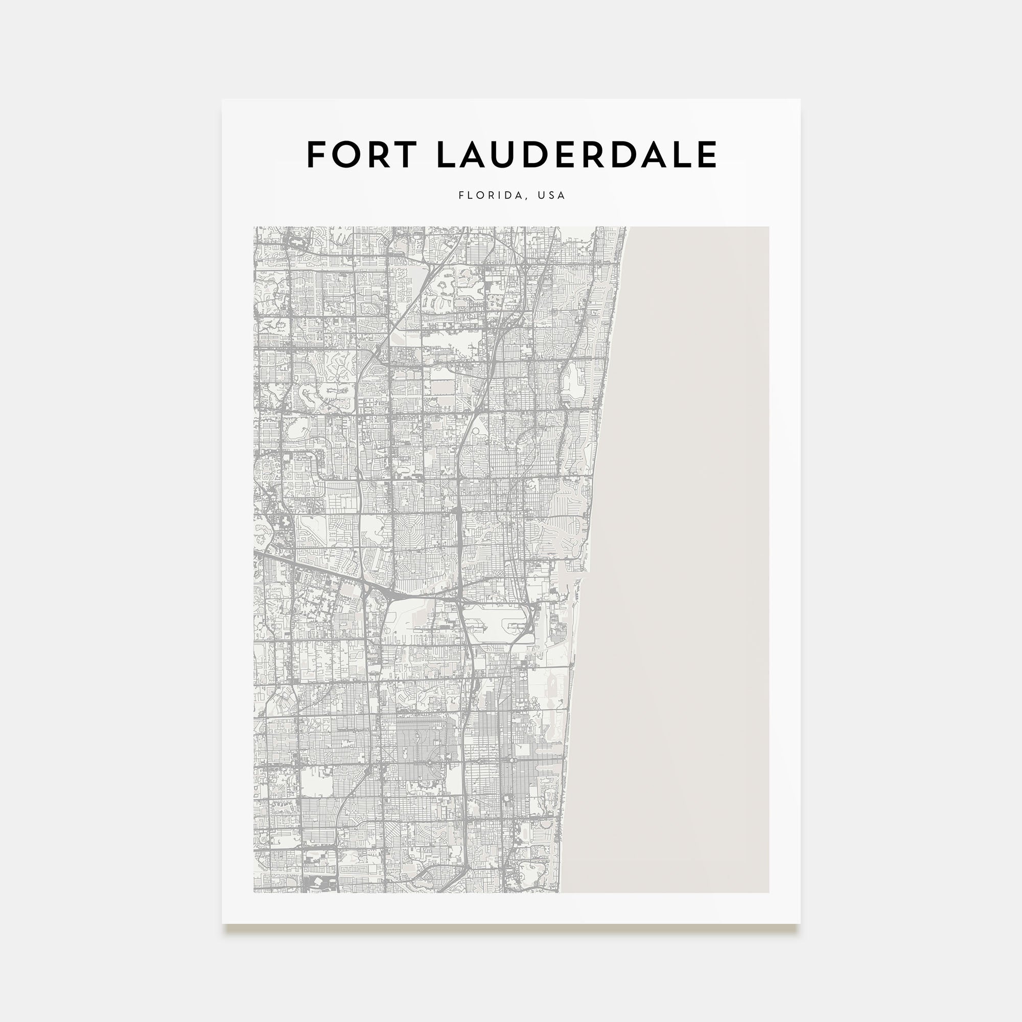 Fort Lauderdale Map Portrait Poster