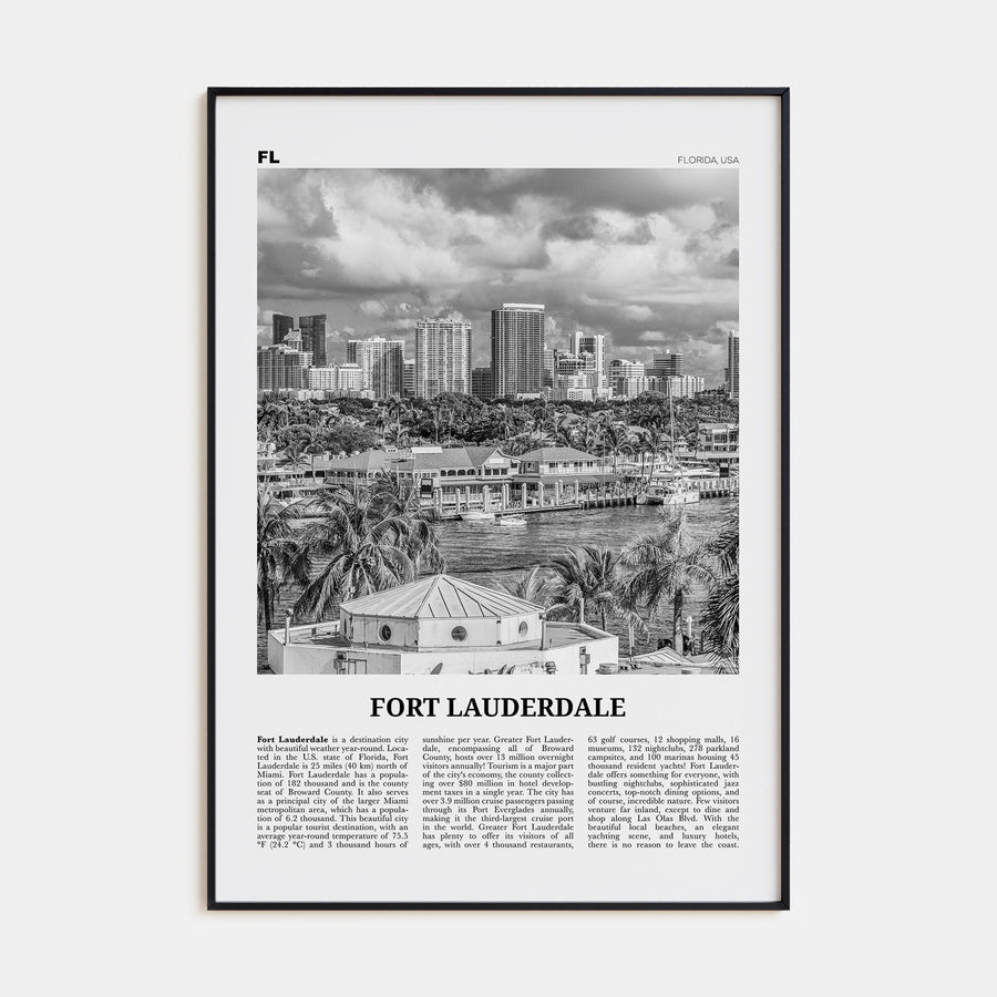 Fort Lauderdale Travel B&W No 1 Poster