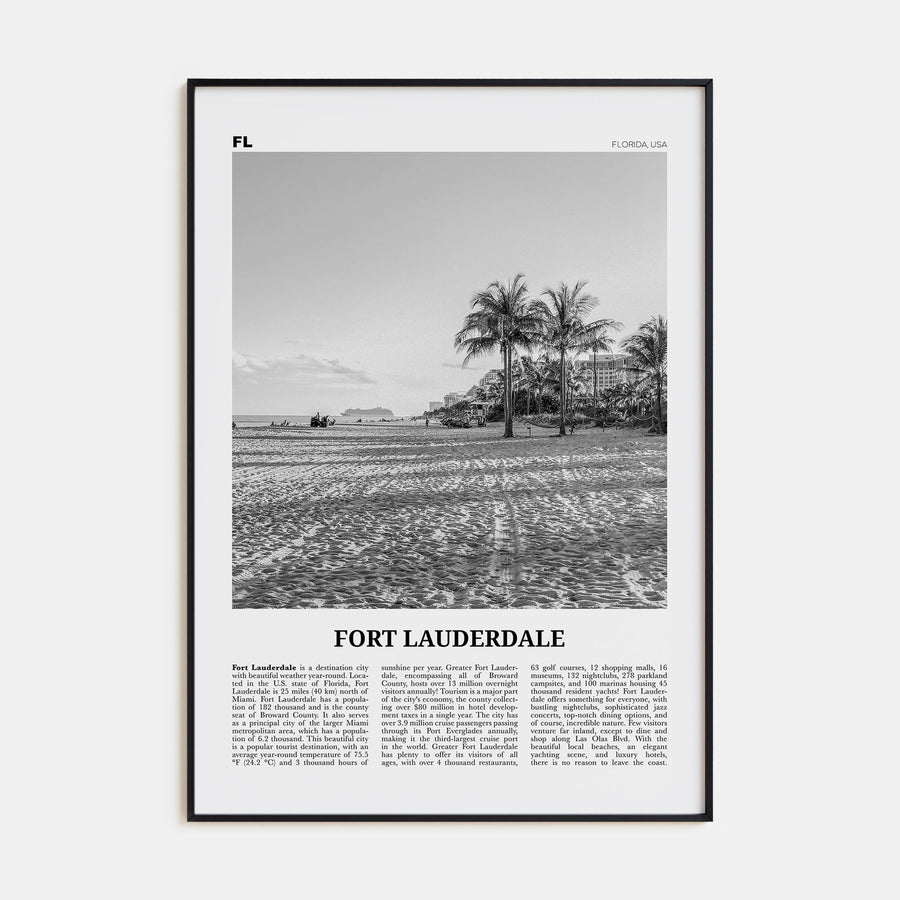 Fort Lauderdale Travel B&W No 2 Poster
