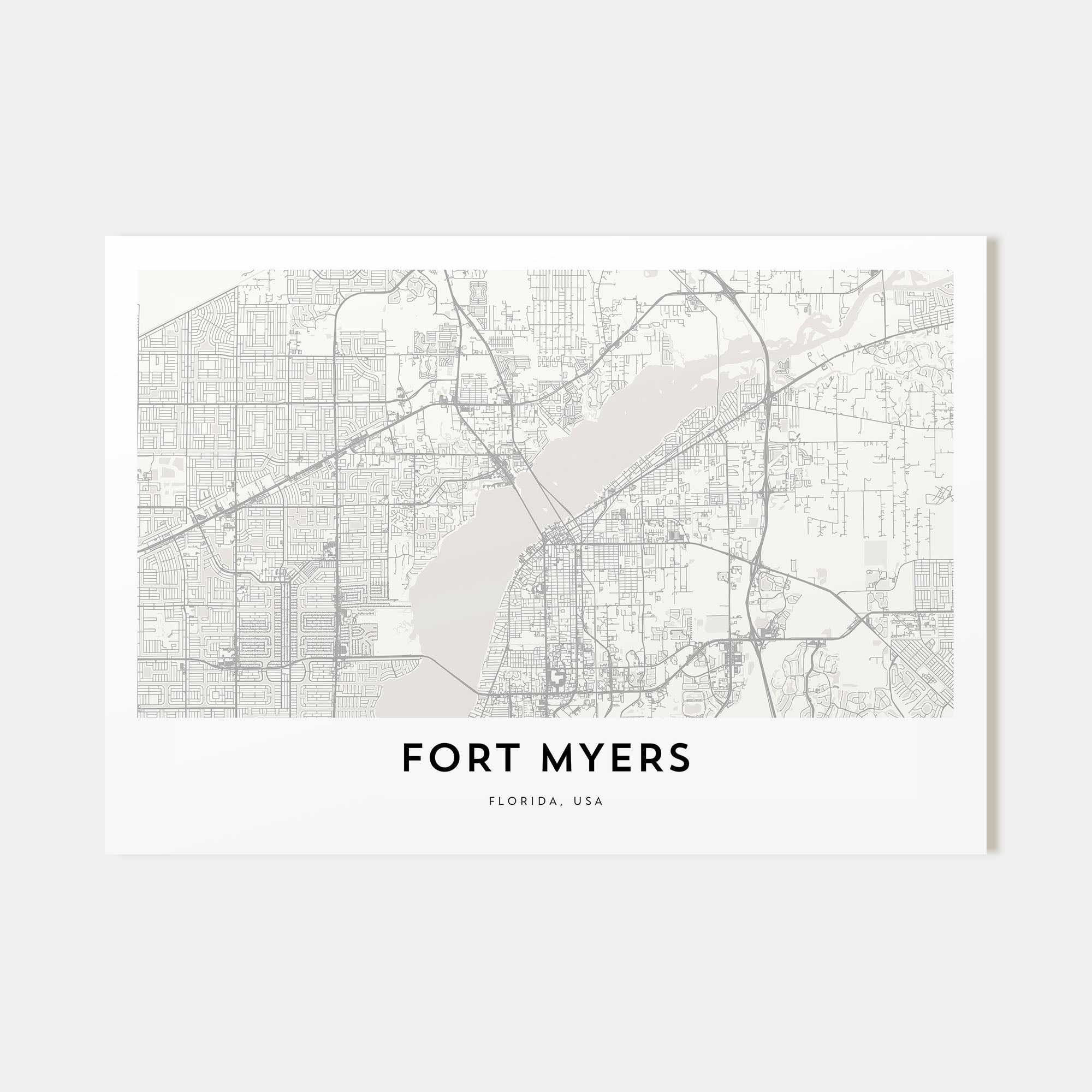 Fort Myers Map Landscape Poster