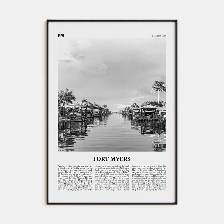 Fort Myers Travel B&W Poster