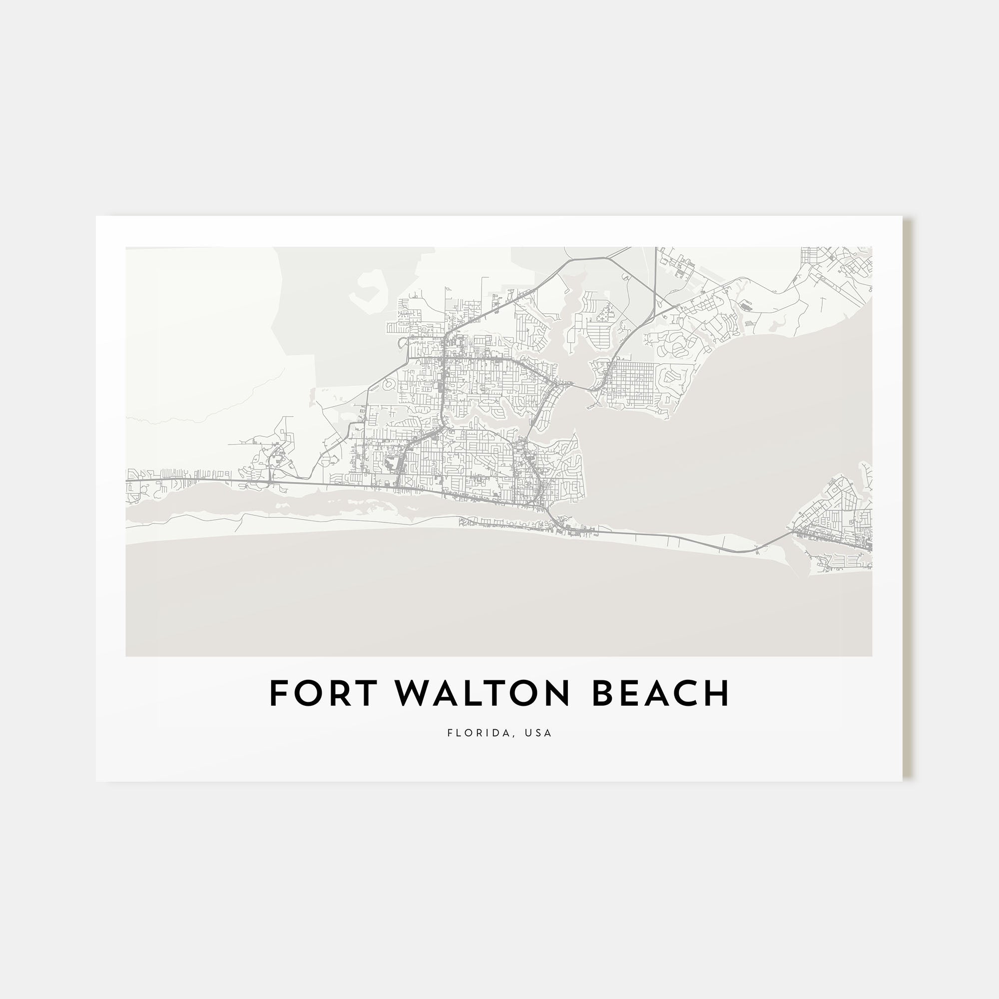 Fort Walton Beach Map Landscape Poster