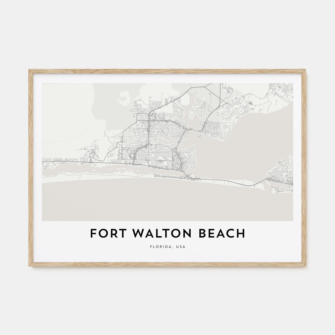 Fort Walton Beach Map Landscape Poster