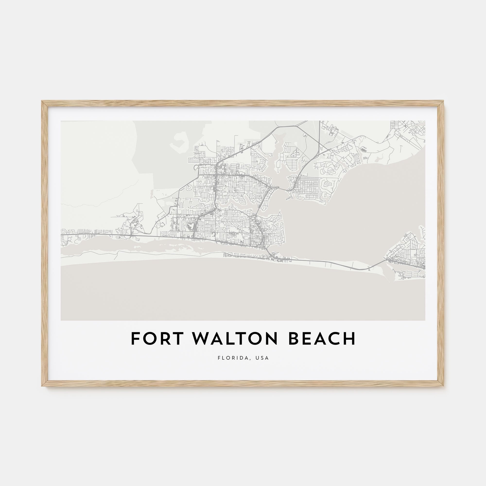 Fort Walton Beach Map Landscape Poster