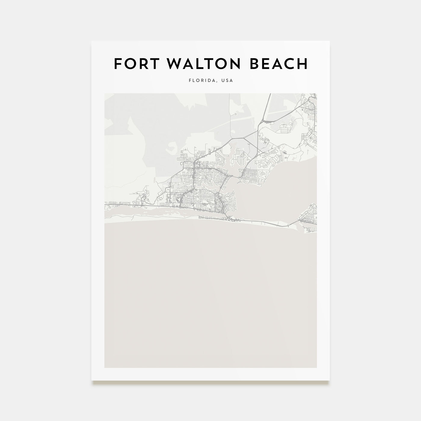 Fort Walton Beach Map Portrait Poster