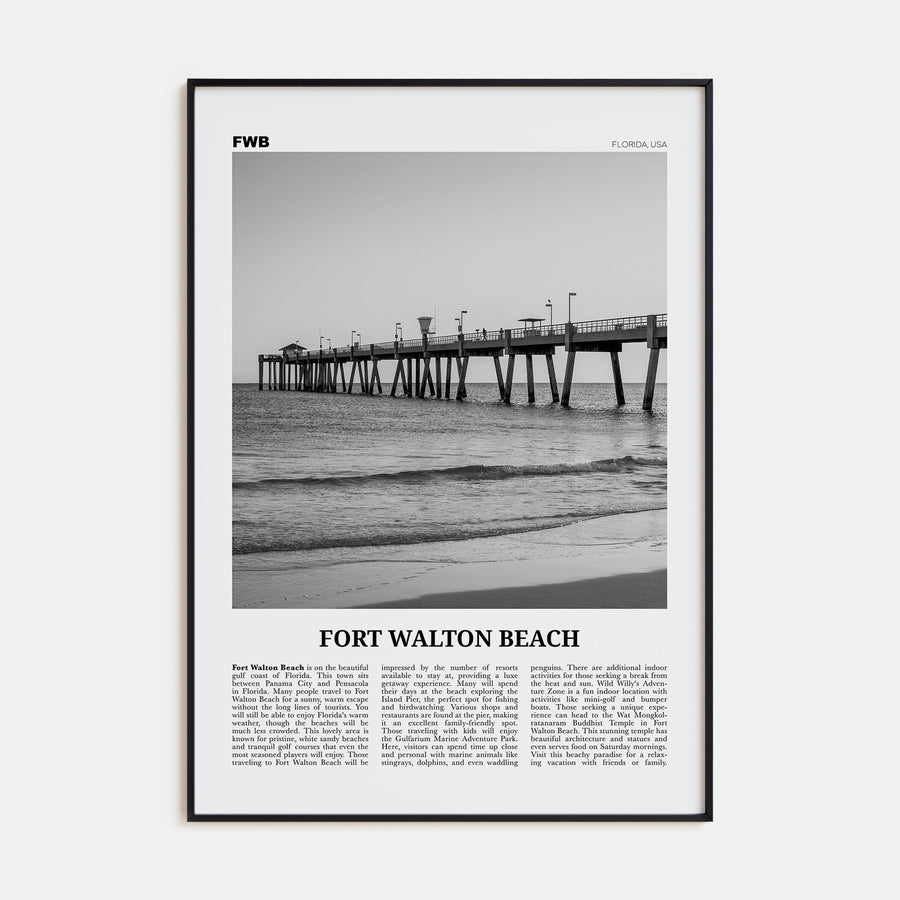 Fort Walton Beach Travel B&W No 1 Poster