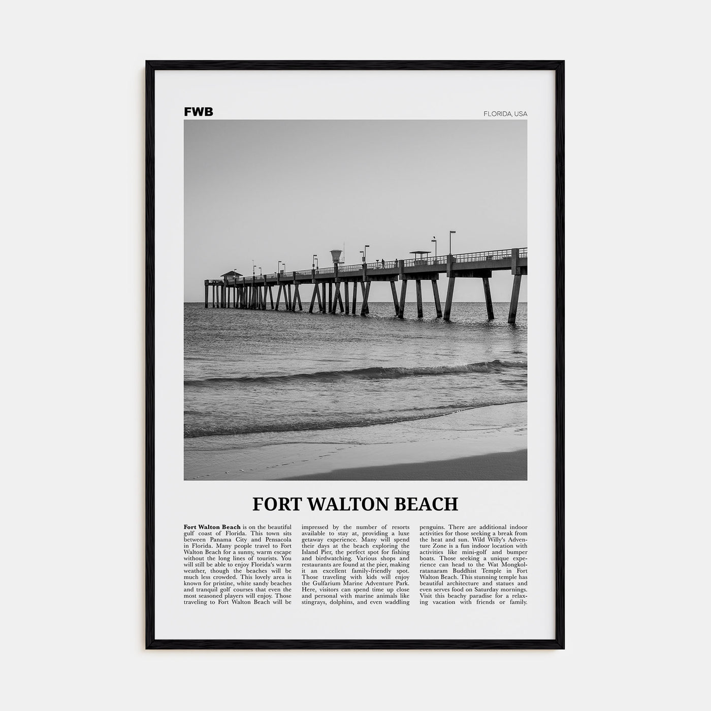 Fort Walton Beach Travel B&W No 1 Poster