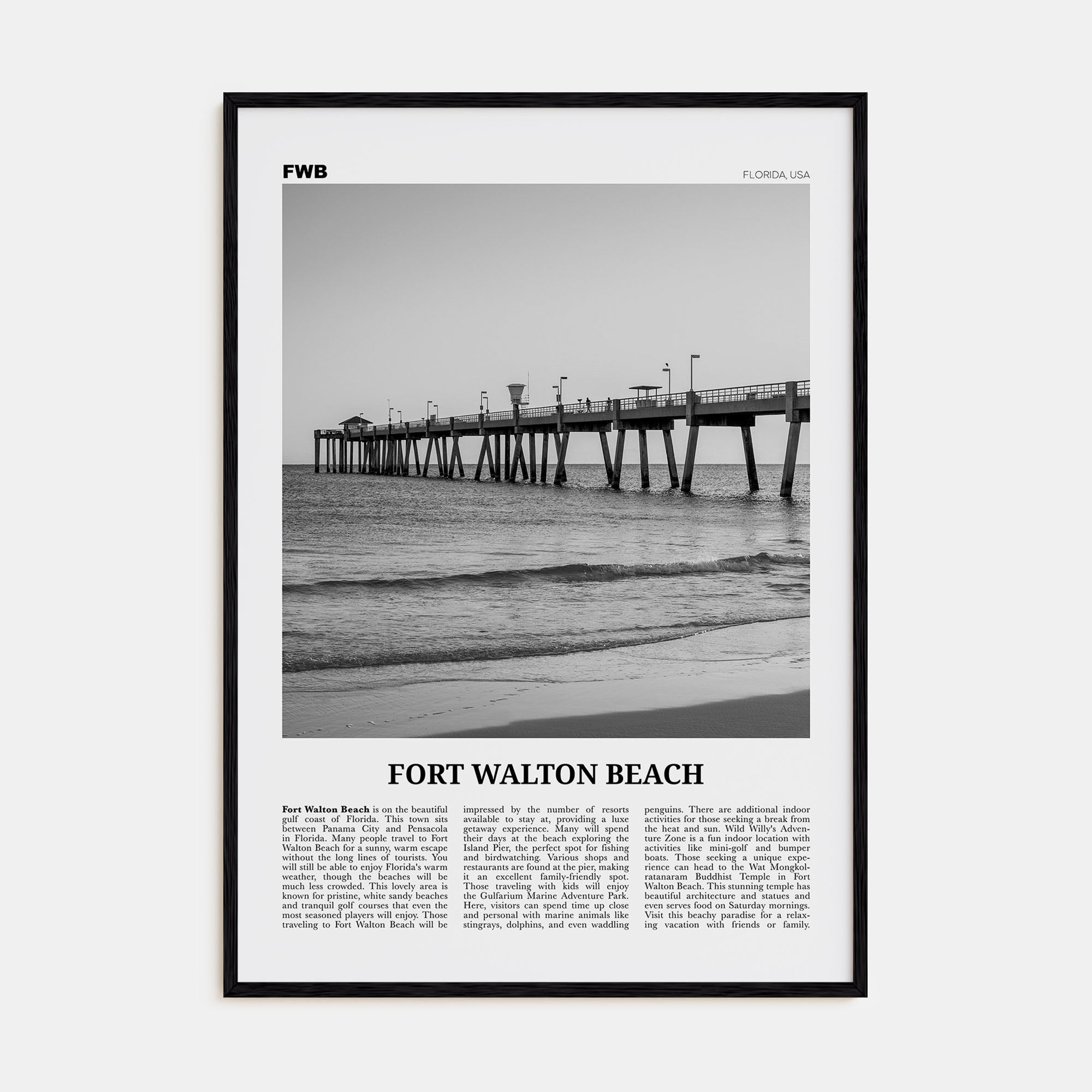 Fort Walton Beach Travel B&W No 1 Poster
