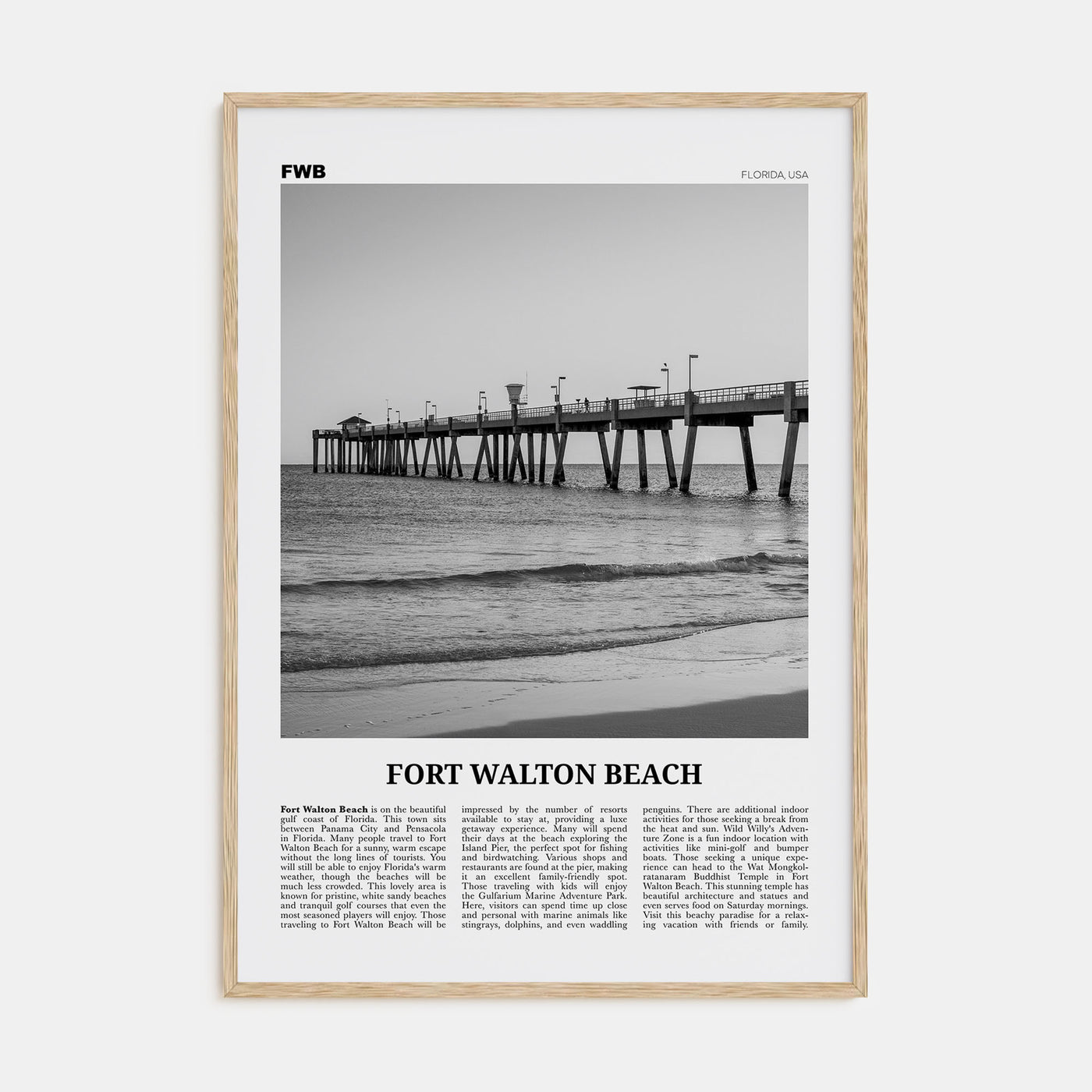 Fort Walton Beach Travel B&W No 1 Poster