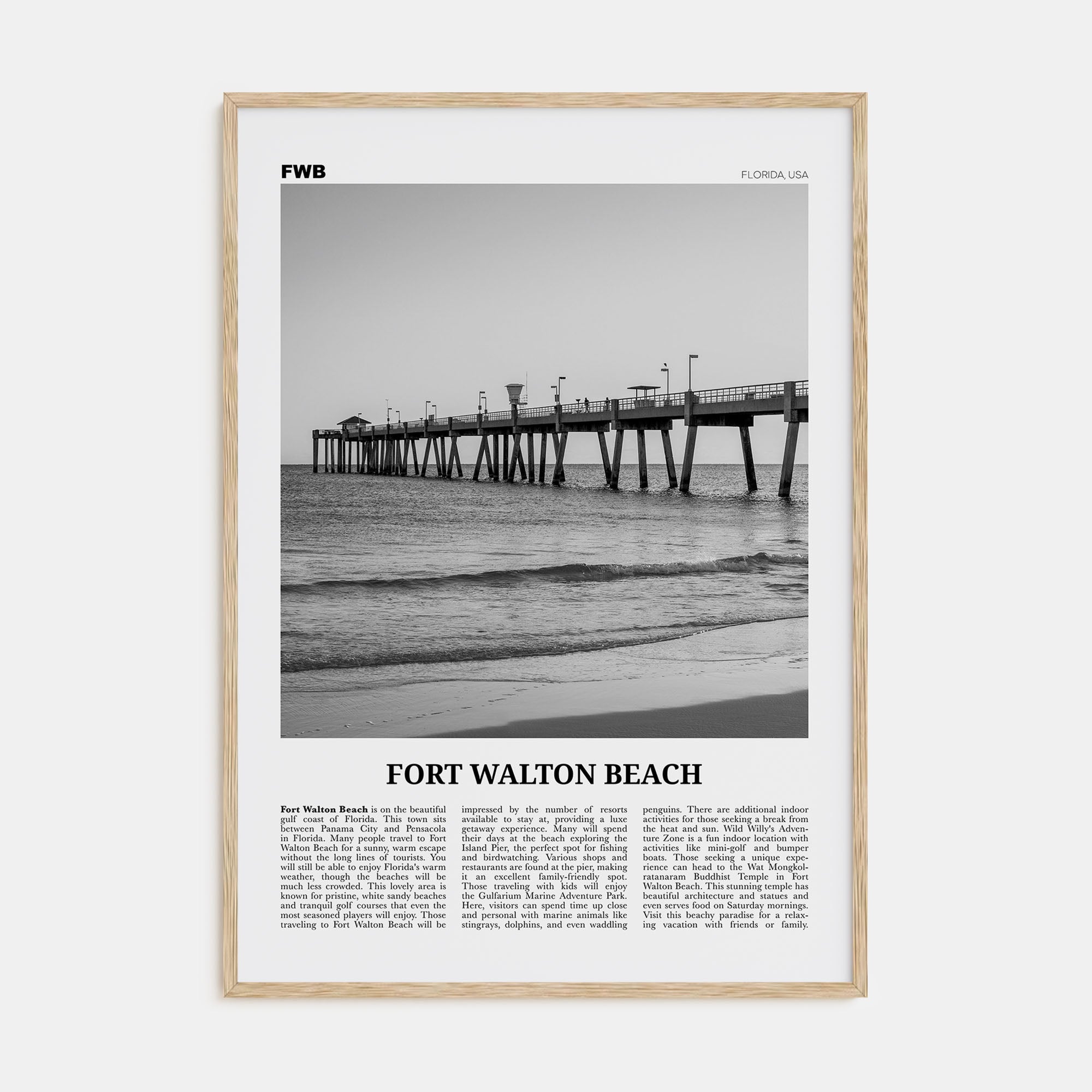 Fort Walton Beach Travel B&W No 1 Poster
