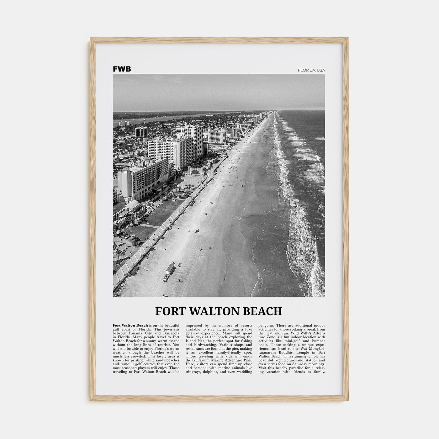 Fort Walton Beach Travel B&W No 2 Poster