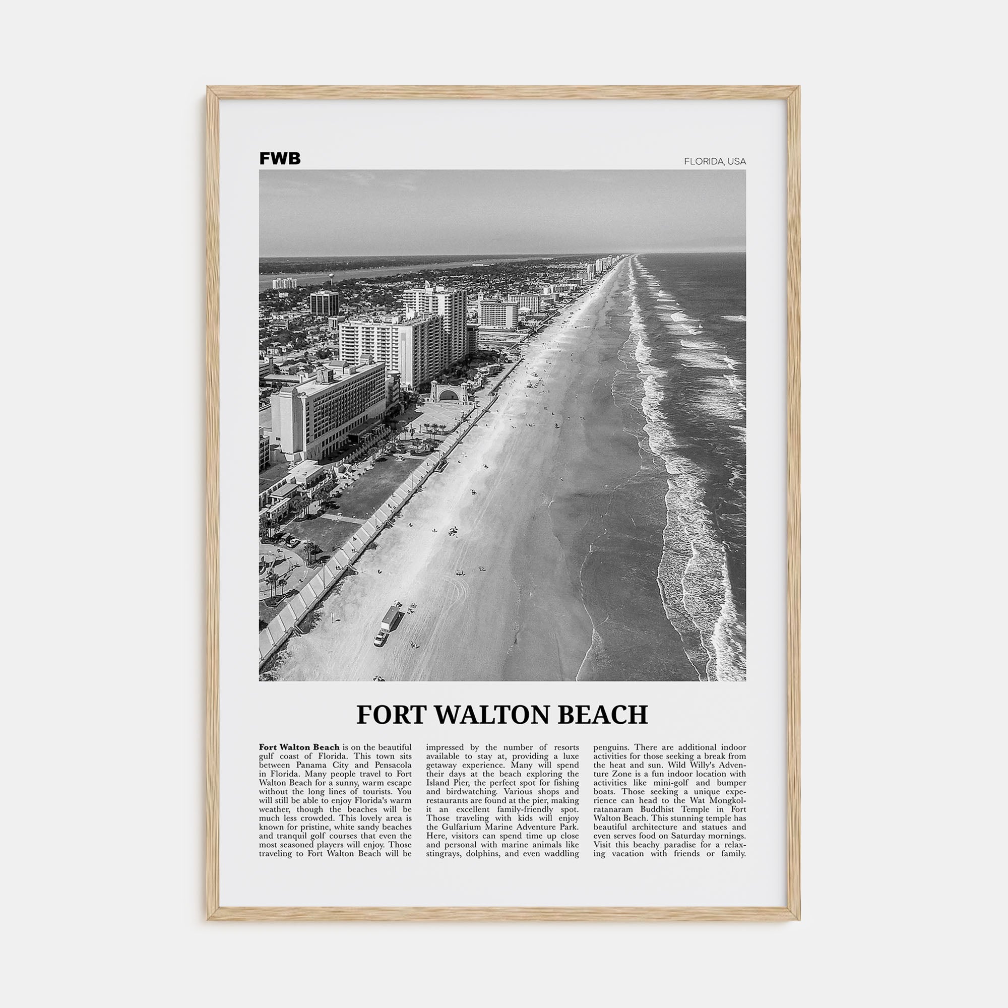 Fort Walton Beach Travel B&W No 2 Poster