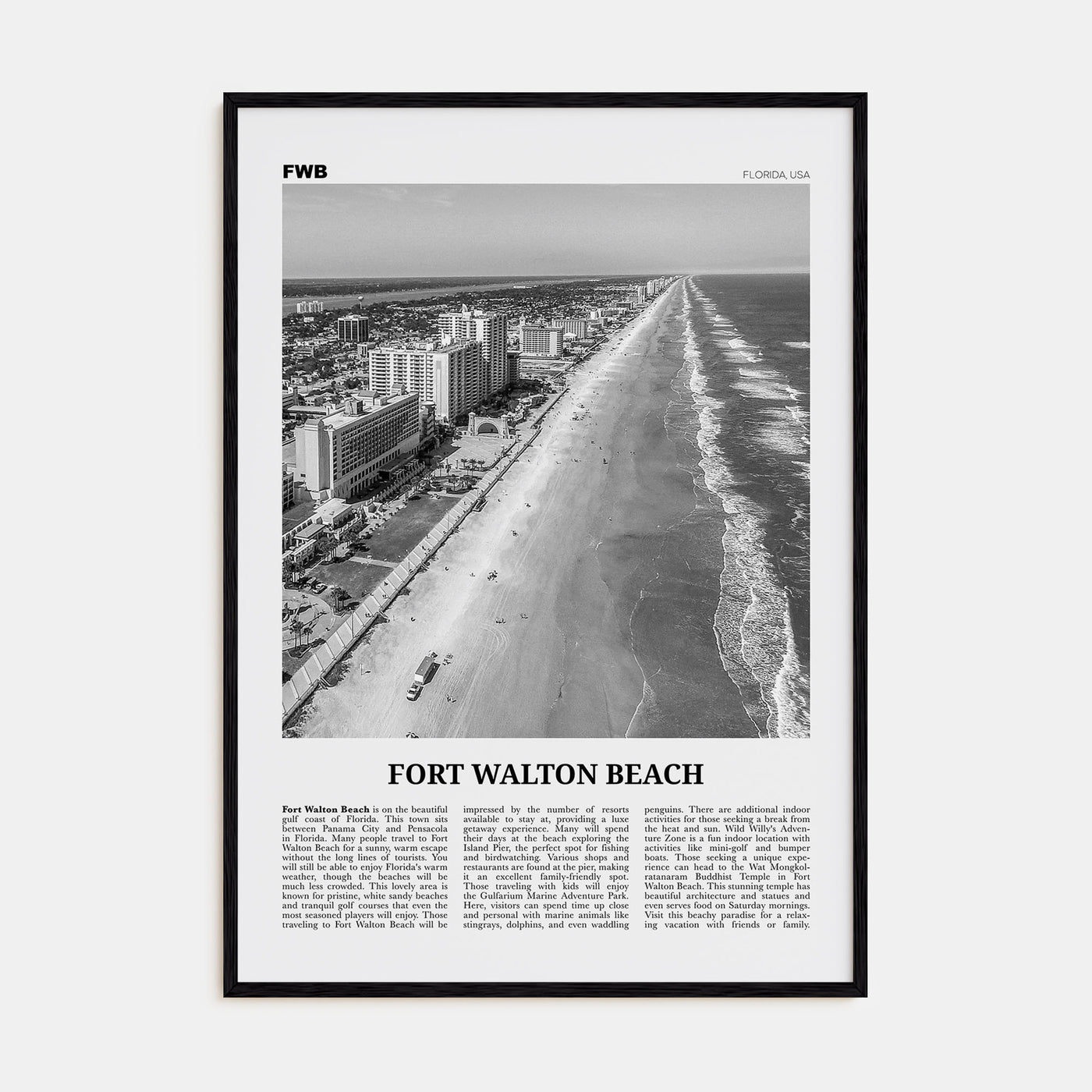 Fort Walton Beach Travel B&W No 2 Poster