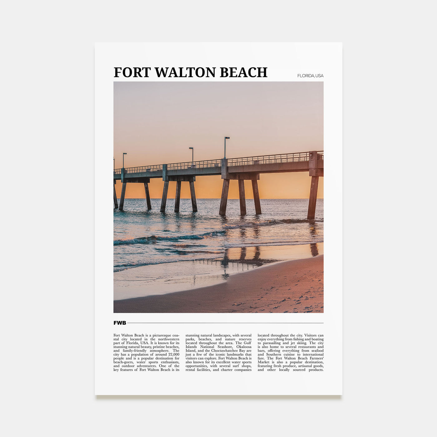 Fort Walton Beach Travel Color Poster