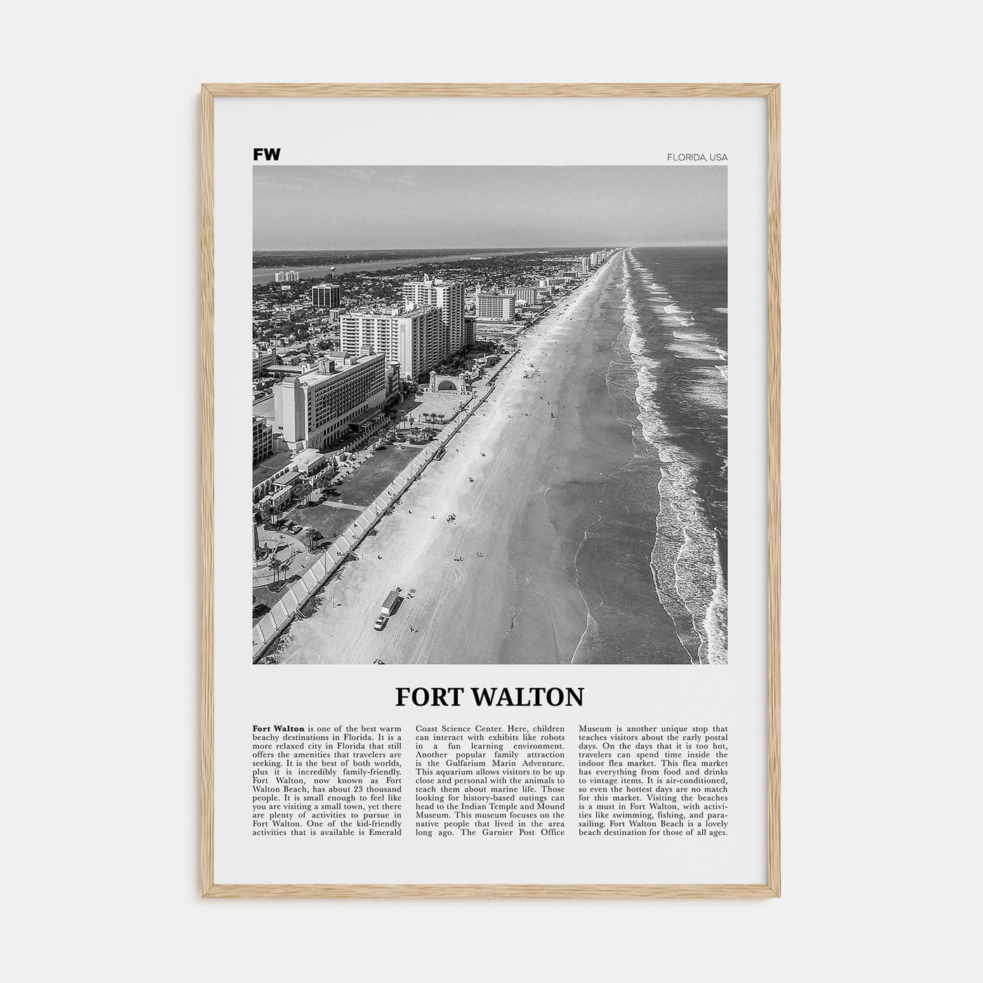 Fort Walton Travel B&W No 1 Poster