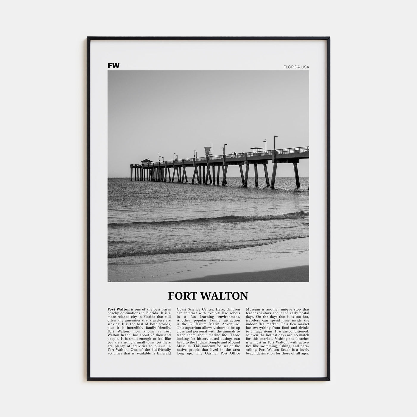 Fort Walton Travel B&W No 2 Poster