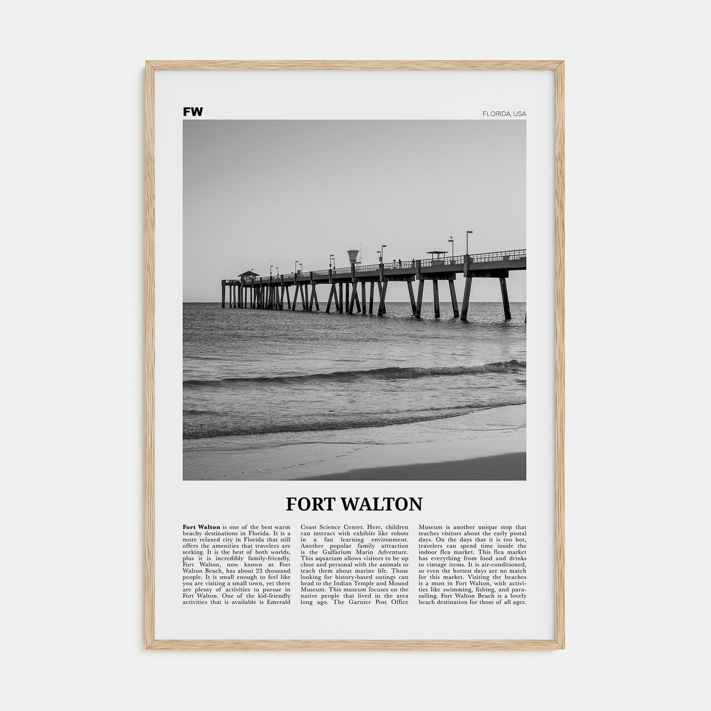 Fort Walton Travel B&W No 2 Poster