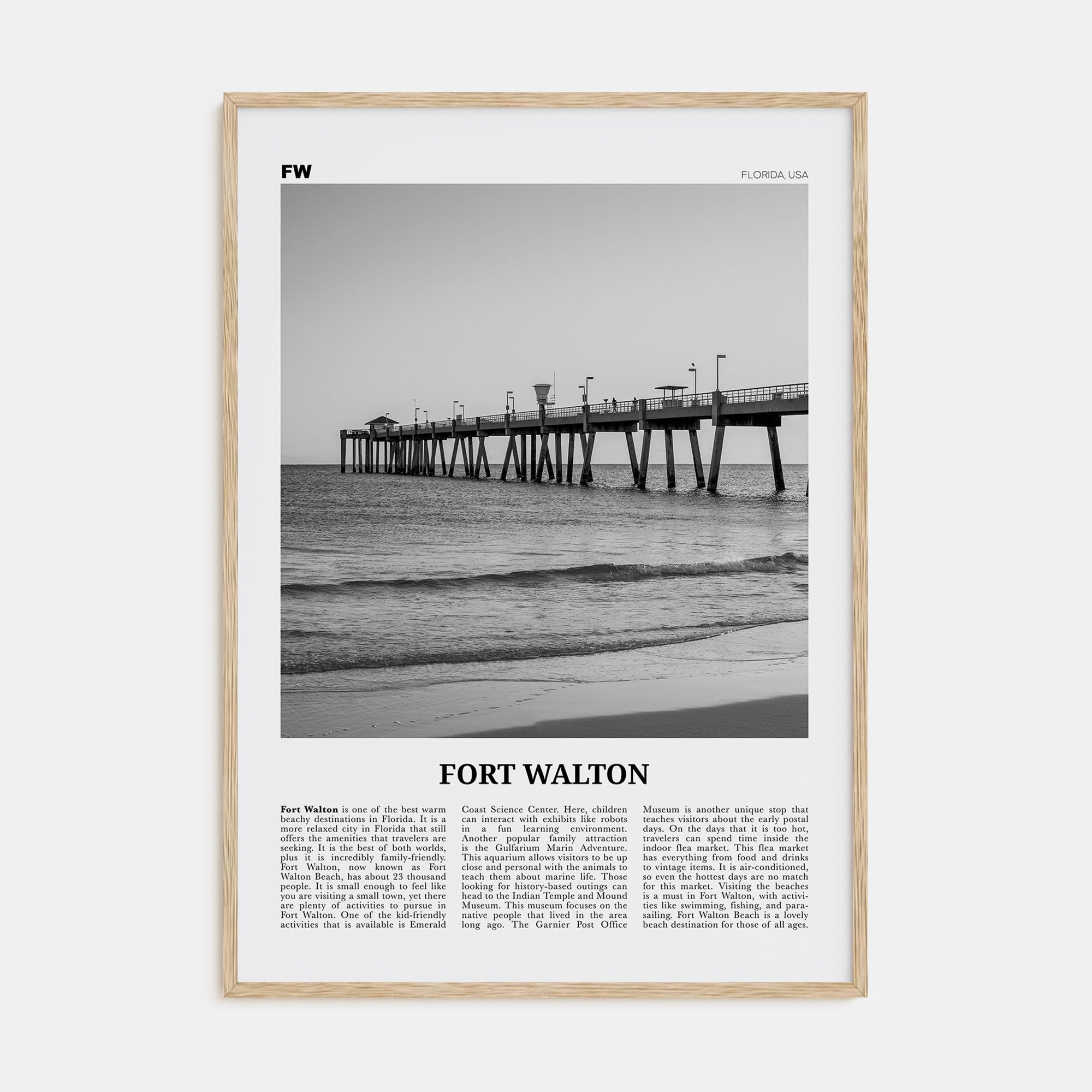Fort Walton Travel B&W No 2 Poster