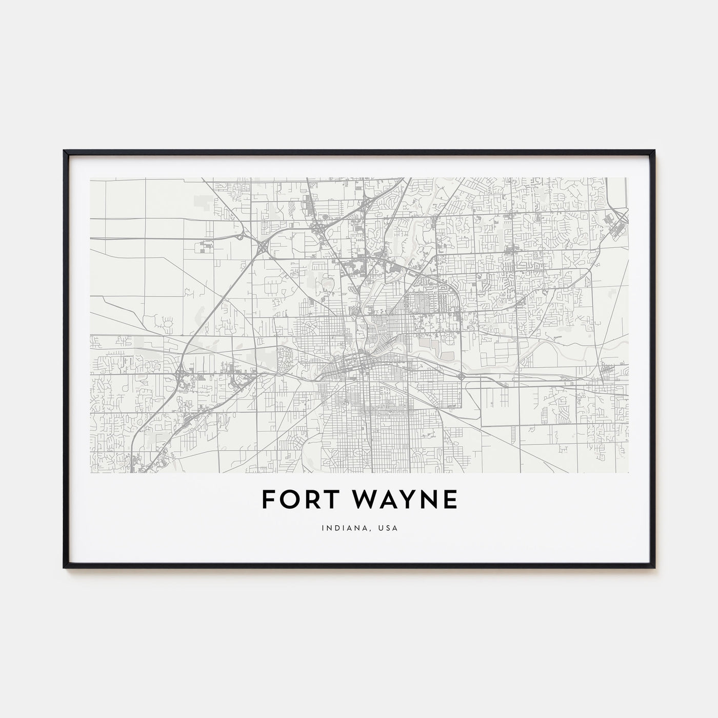Fort Wayne Map Landscape Poster