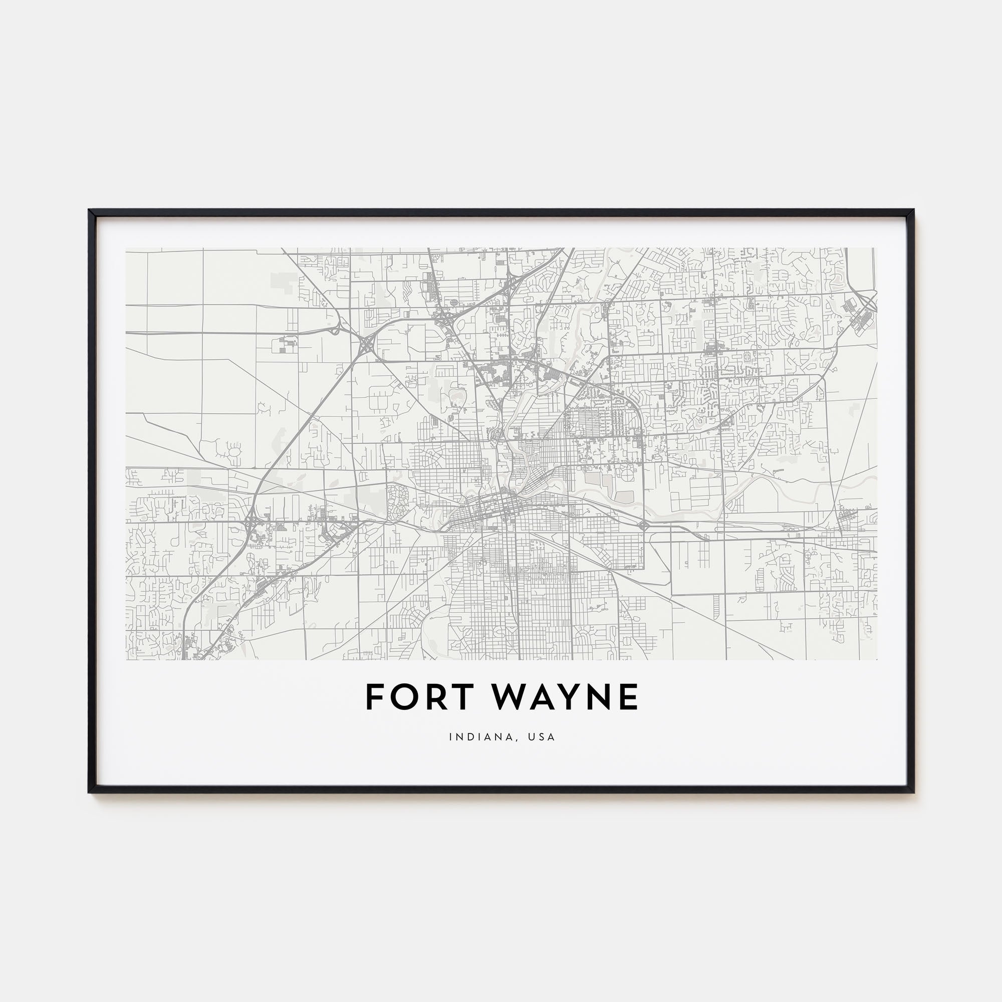 Fort Wayne Map Landscape Poster