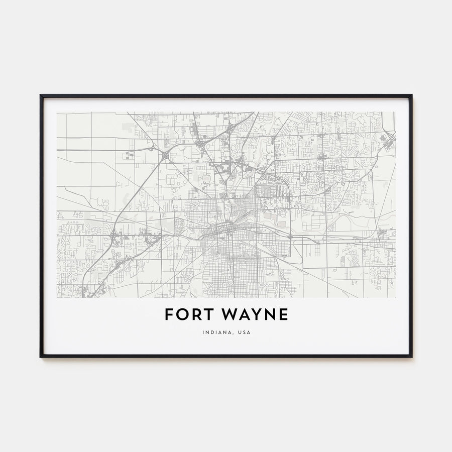 Fort Wayne Map Landscape Poster