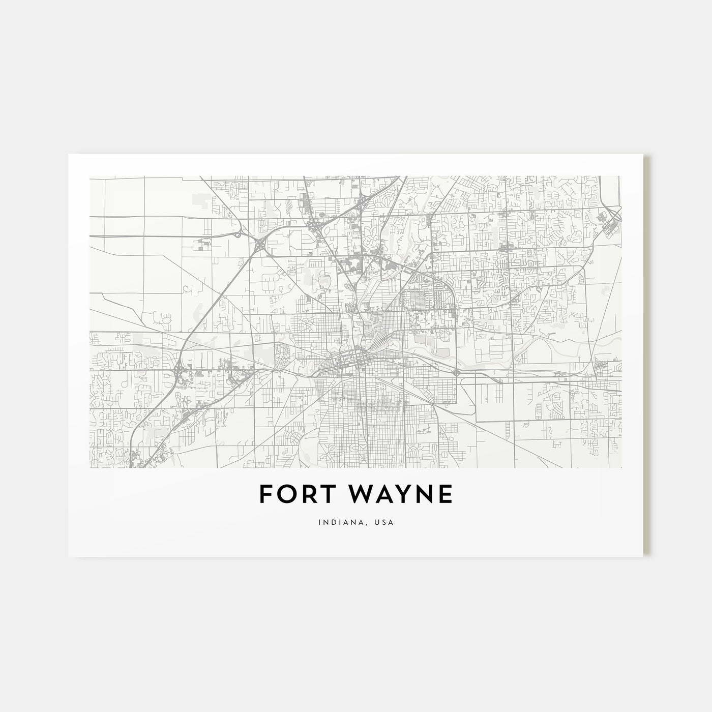Fort Wayne Map Landscape Poster