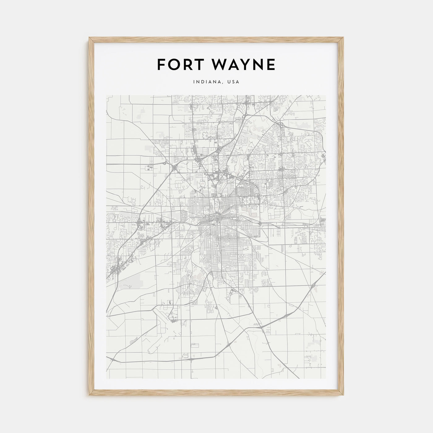 Fort Wayne Map Portrait Poster