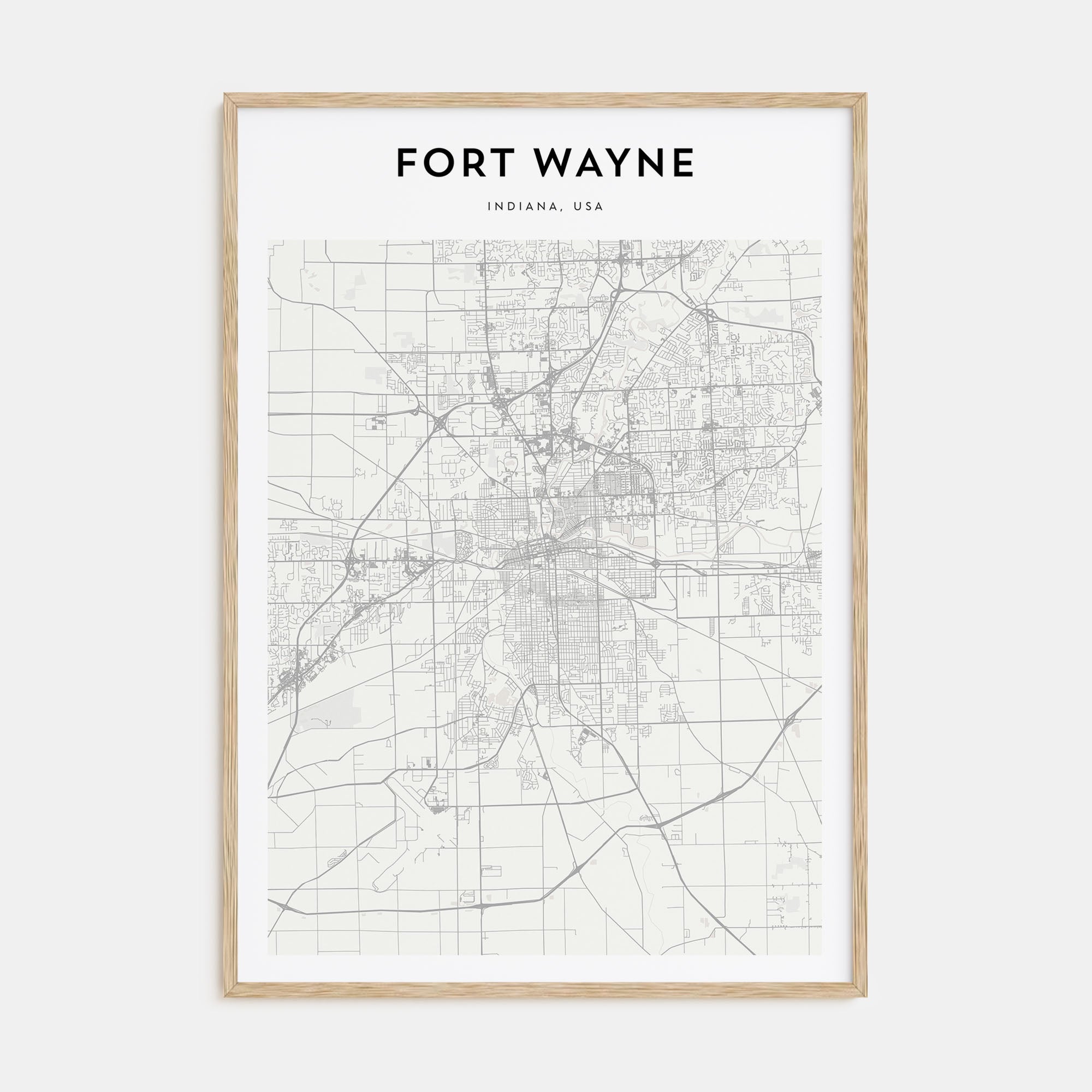 Fort Wayne Map Portrait Poster