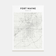 Fort Wayne Map Portrait Poster