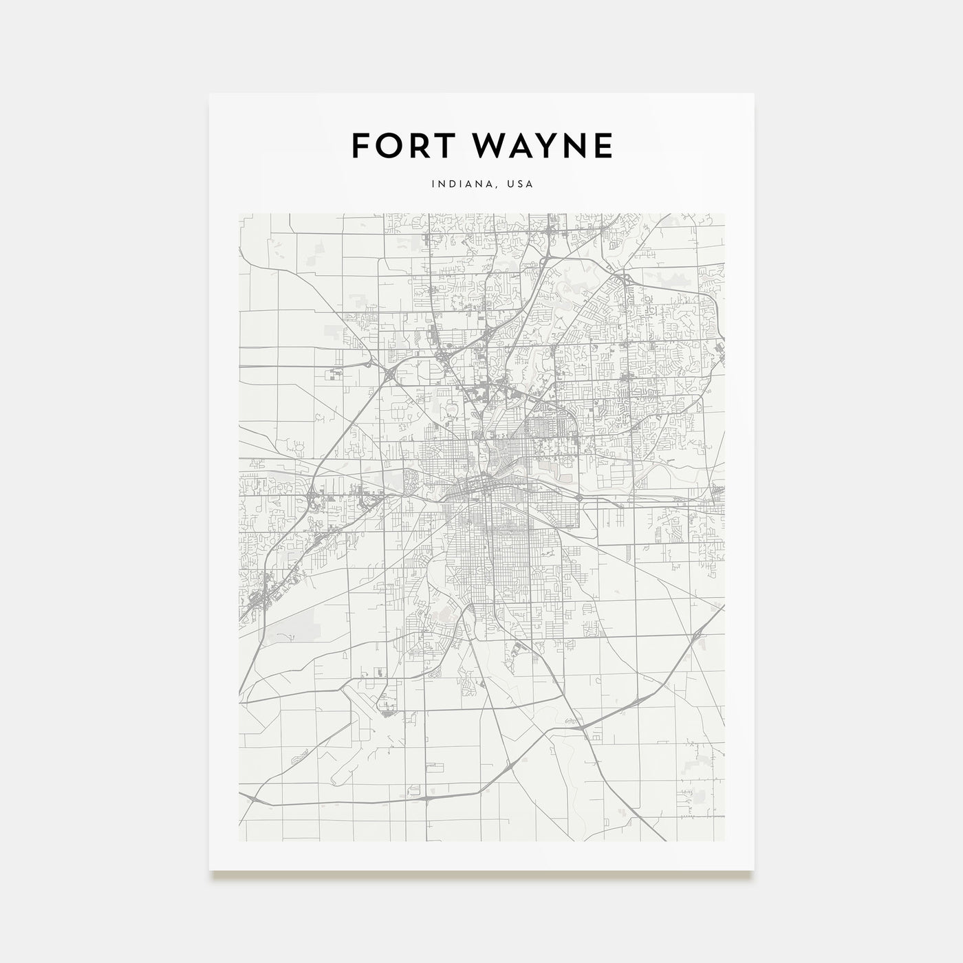 Fort Wayne Map Portrait Poster