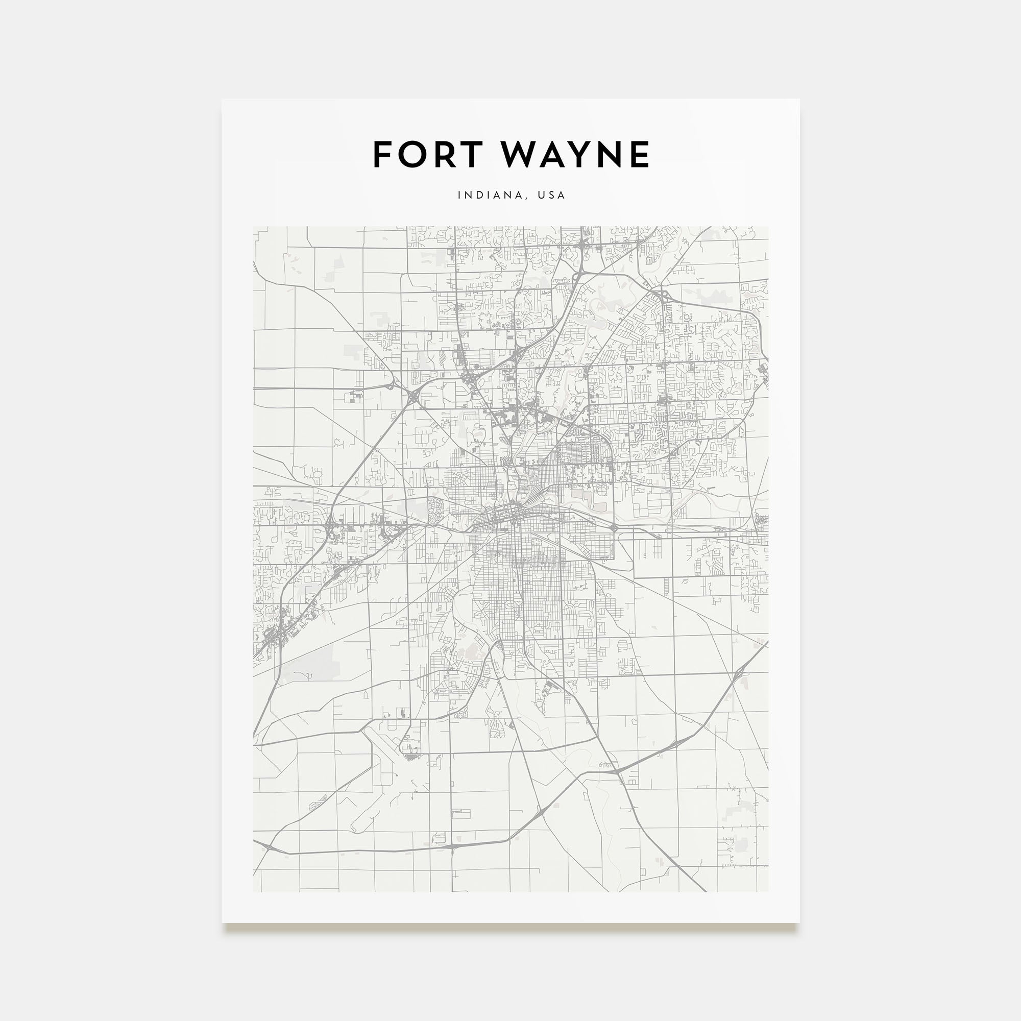Fort Wayne Map Portrait Poster