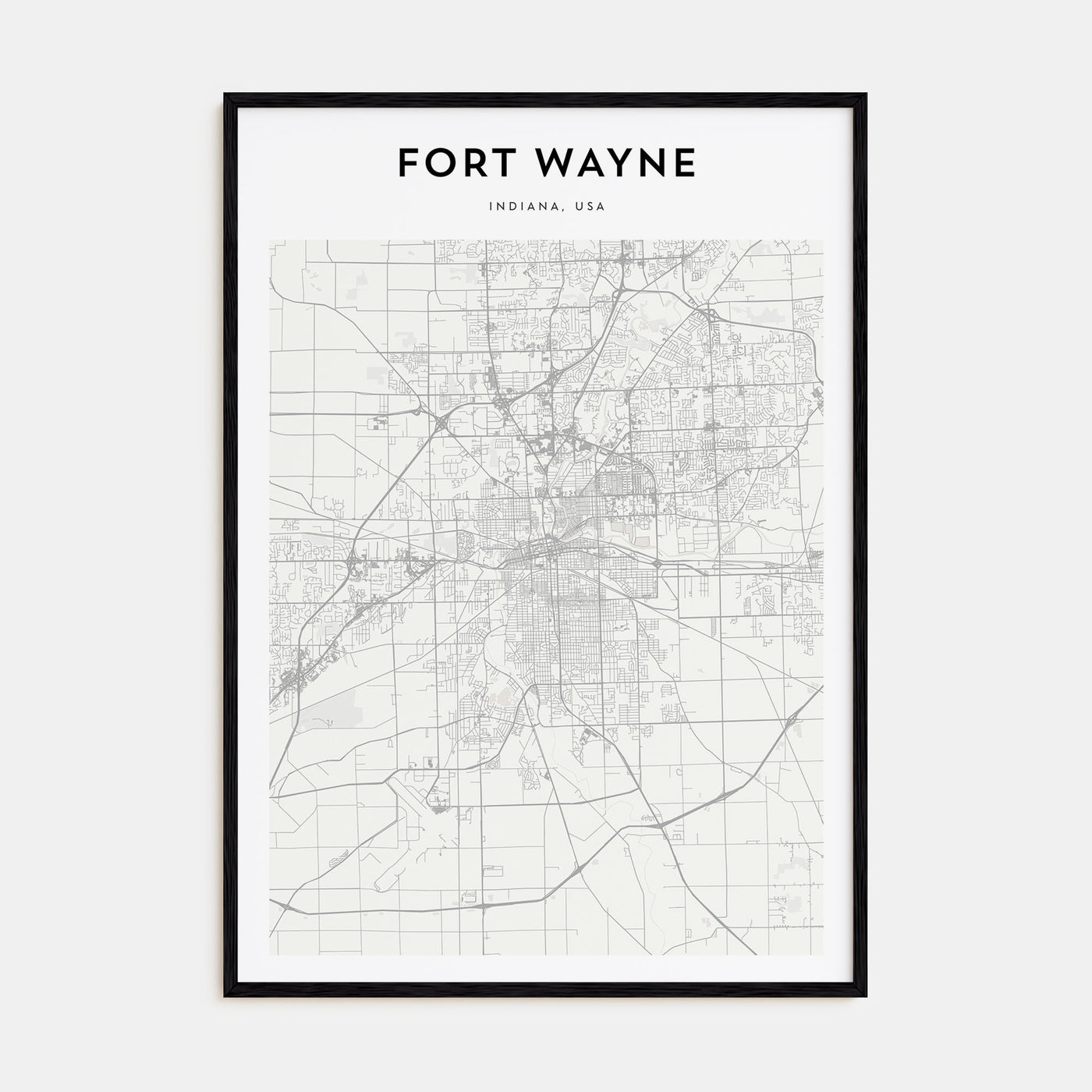 Fort Wayne Map Portrait Poster